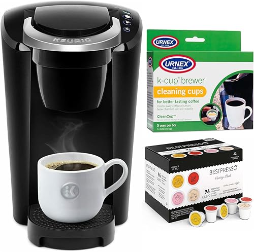 Keurig K-Compact Cafetera de una sola porción con 96 unidades variadas juego de taza K-Cup y paquete de tazas de limpieza 3 artículos