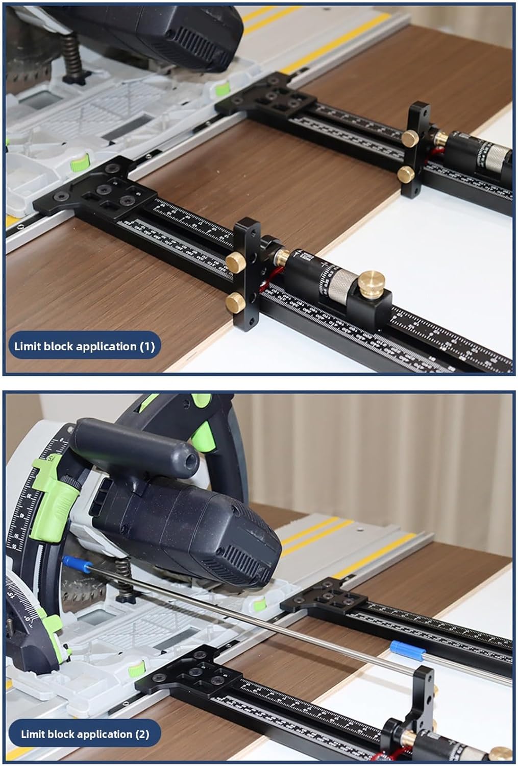 LiebeWH Track Saw Rail Set Aluminum Alloy Fixed Rail Bracket Auxiliary Tools with Adjustable Limiters for Electric Circular Saw