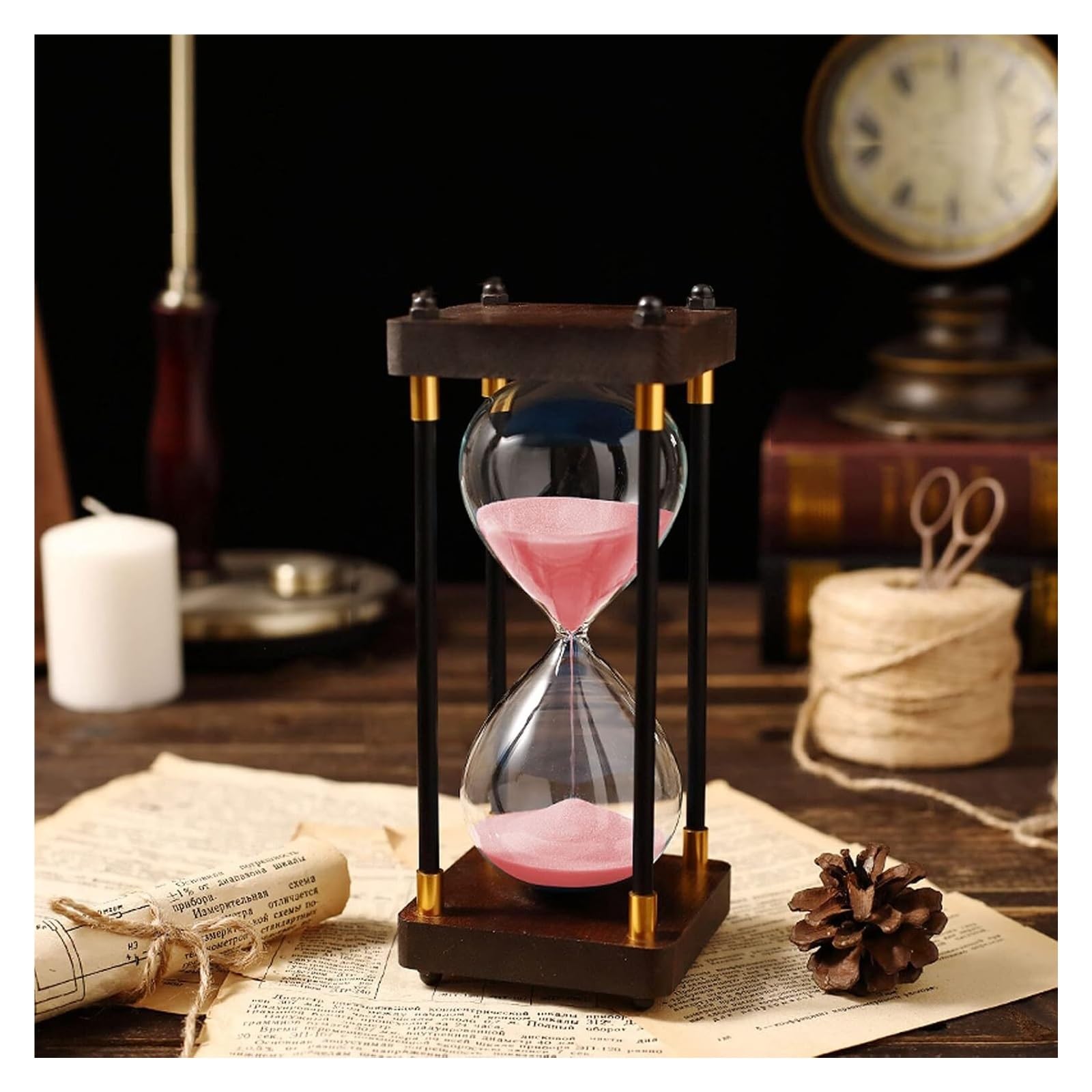 Sanduhr, Sanduhr, Sanduhr-Sanduhr-Timer mit doppeltem Schutz, Sanduhr for Kinder, Zeitmanagement-Assistent, kreatives Geschenk.(Roze,15 Minutes)