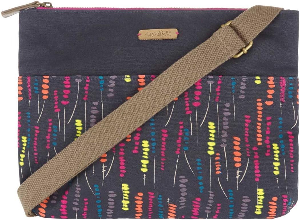 Weird Fish Elmi Printed Waxed Cross Body Bag Navy Size ONE