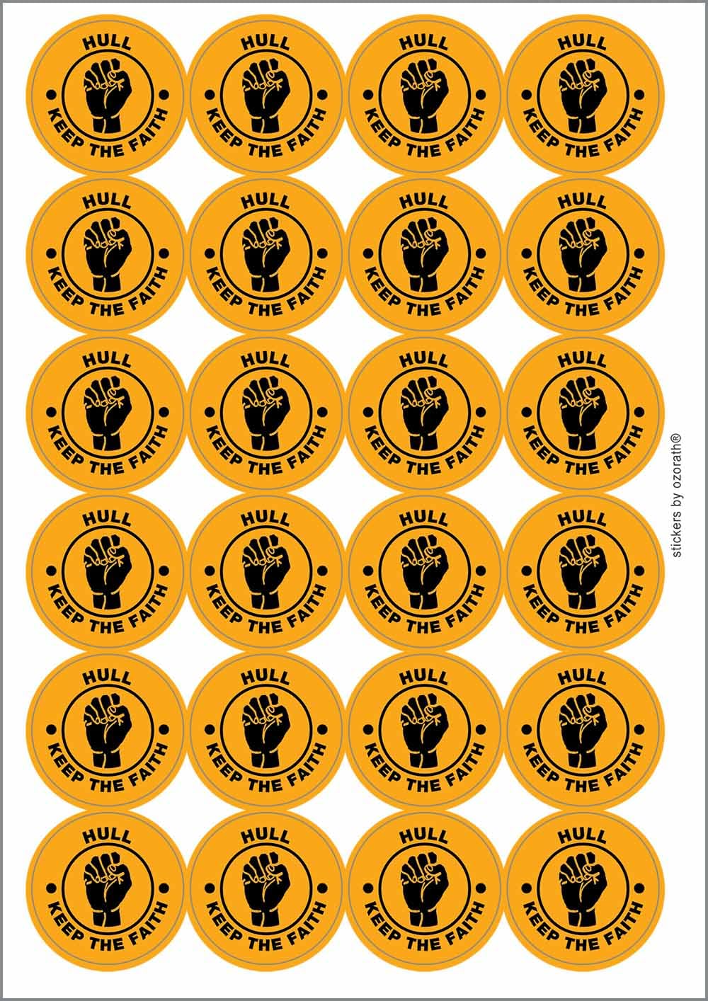 Hull Keep The Faith Northern Soul Circular Matt Paper Stickers A4 Sheet of 24 (Each Sticker is 45mm Diameter)