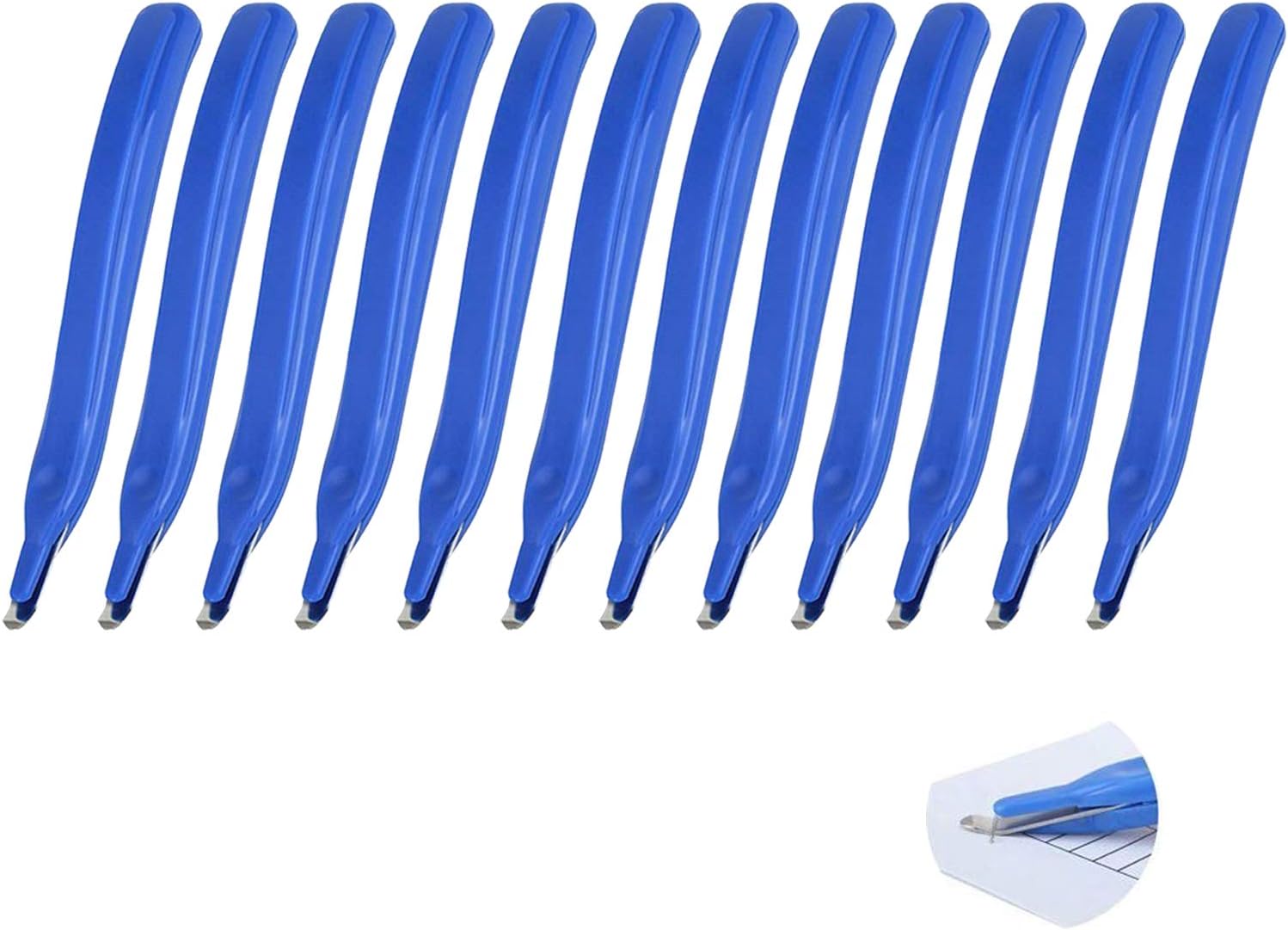 ZZTX 12 PCS Professional Magnetic Staple Remover Puller Rubberized Staples Remover Staple Removal Tool for School Office Home Blue : Office Products