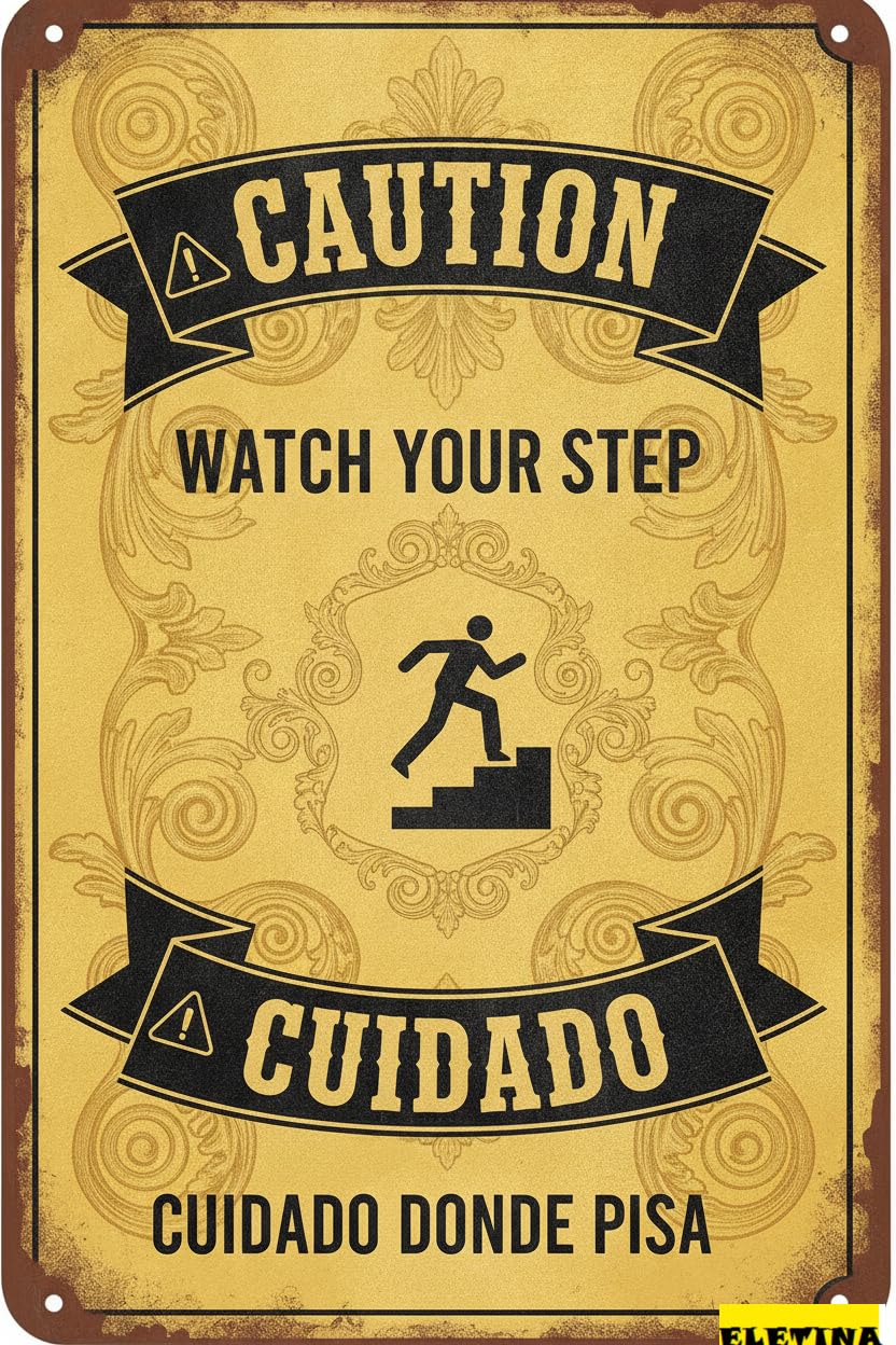 Personalized Sign for Man Cave Caution Watch Your Step Metal Wall Art Warning Metal Wall Decor Caution Warning Beware Metal Art Street High Way Gate Fence Garden 8x12in Private Property Decorative