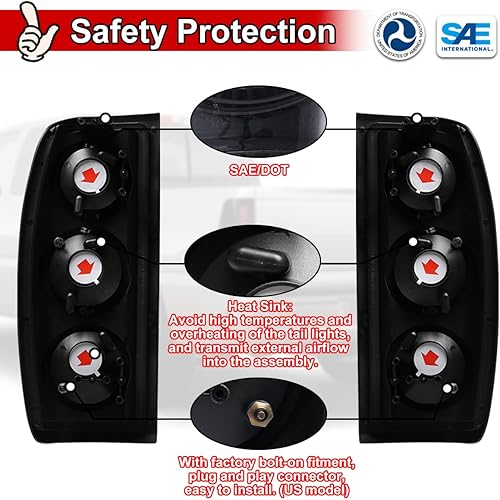 Miniatura 6 de Nixon Offroad Luces traseras para Nissan Frontier 1998 1999 2000 2001 2002 2003 2004, luces traseras halógenas de repuesto para automóvil, 1 par