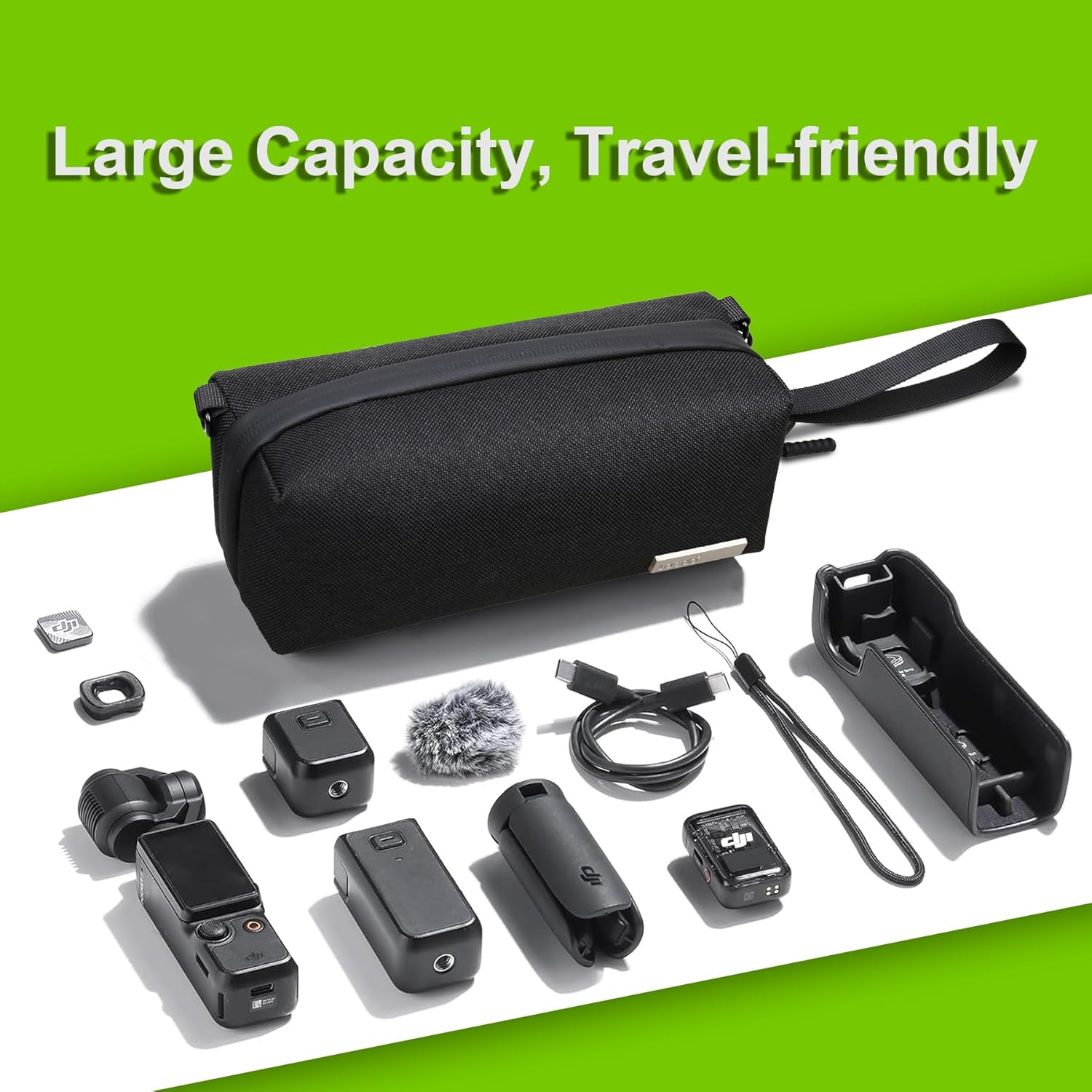 Lacdo Carrying Case for DJI Osmo Pocket 3, Carrying Bag for DJI Osmo Pocket 3 Creator Combo Accessories, Portable Travel Storage Bag Osmo Pocket 3 Case, All in One Carry Bag with Shoulder Strap, Black - Image 3