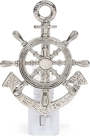 MIDWESTCBK Captains Ships Wheel and Anchor Electric 7 Watt Night Light