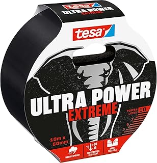 tesa Ultra Power Extreme Repairing Tape – Reparaturband mit extra starkem Halt auch auf rauen Oberflächen – wetterbeständig und handeinreißbar – 10 m x 50 mm