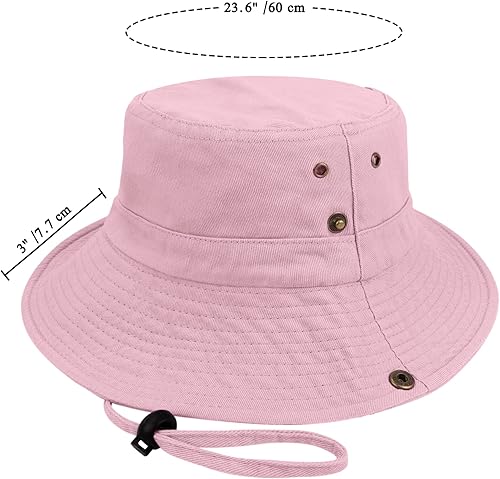 Miniatura 5 de Sombrero unisex de algodón Boonie de verano para exteriores, plegable, para pesca, sombrero de playa con cuerda para mujeres y hombres