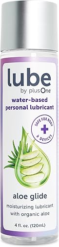 plusOne Aloe Glide Lubricante personal, lubricante a base de agua con aloe orgánico, pH equilibrado, antiadherente, seguro para condones y juguetes,