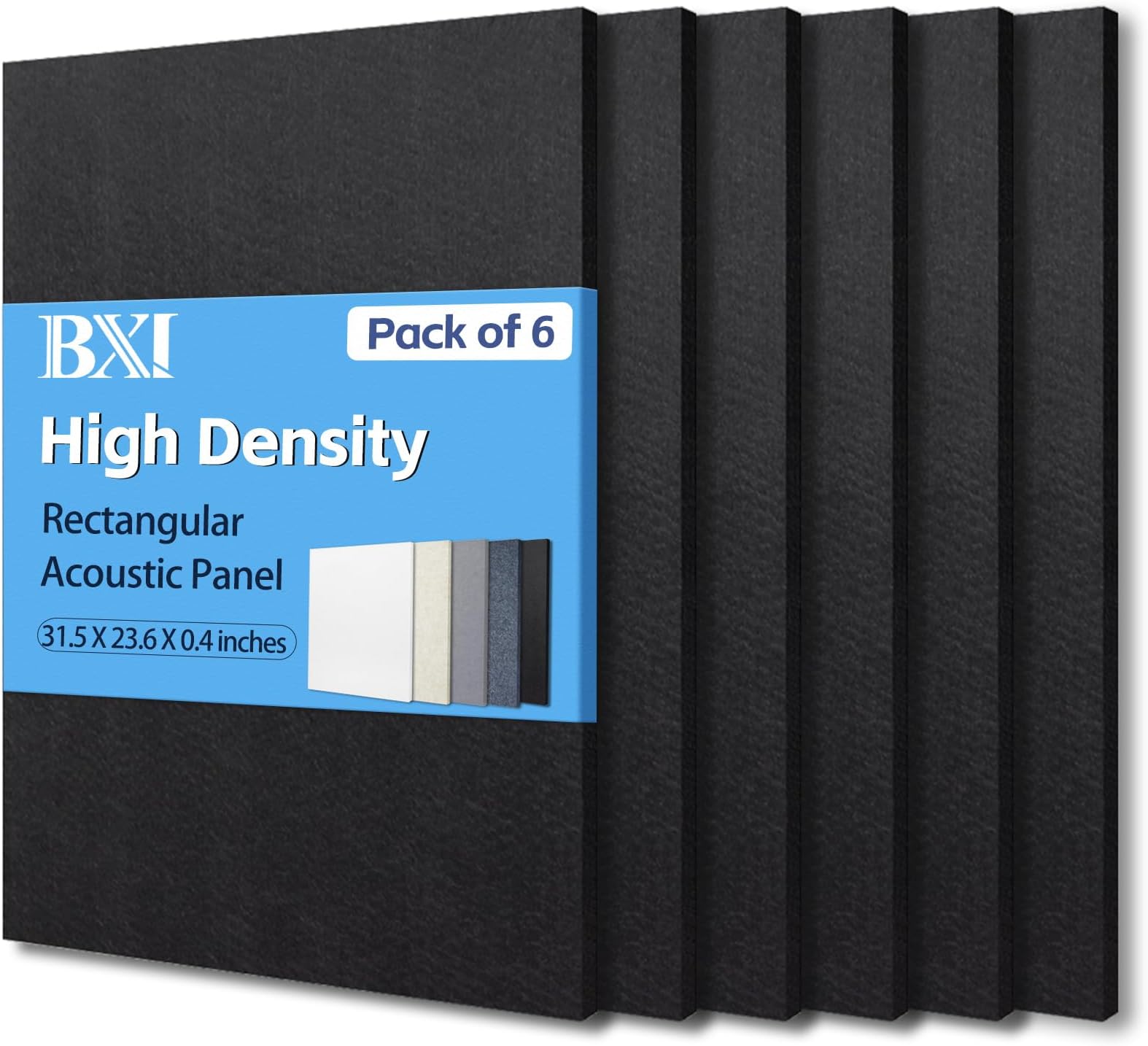 BXI Sound Absorber - 31.5 X 23.6 X 3/8 Inches 6 Pack High Density Acoustic Absorption Panel, Sound Absorbing Panels Reduce Echo Reverb, Tackable Acoustic Panels for Wall and Ceiling Acoustic Treatment