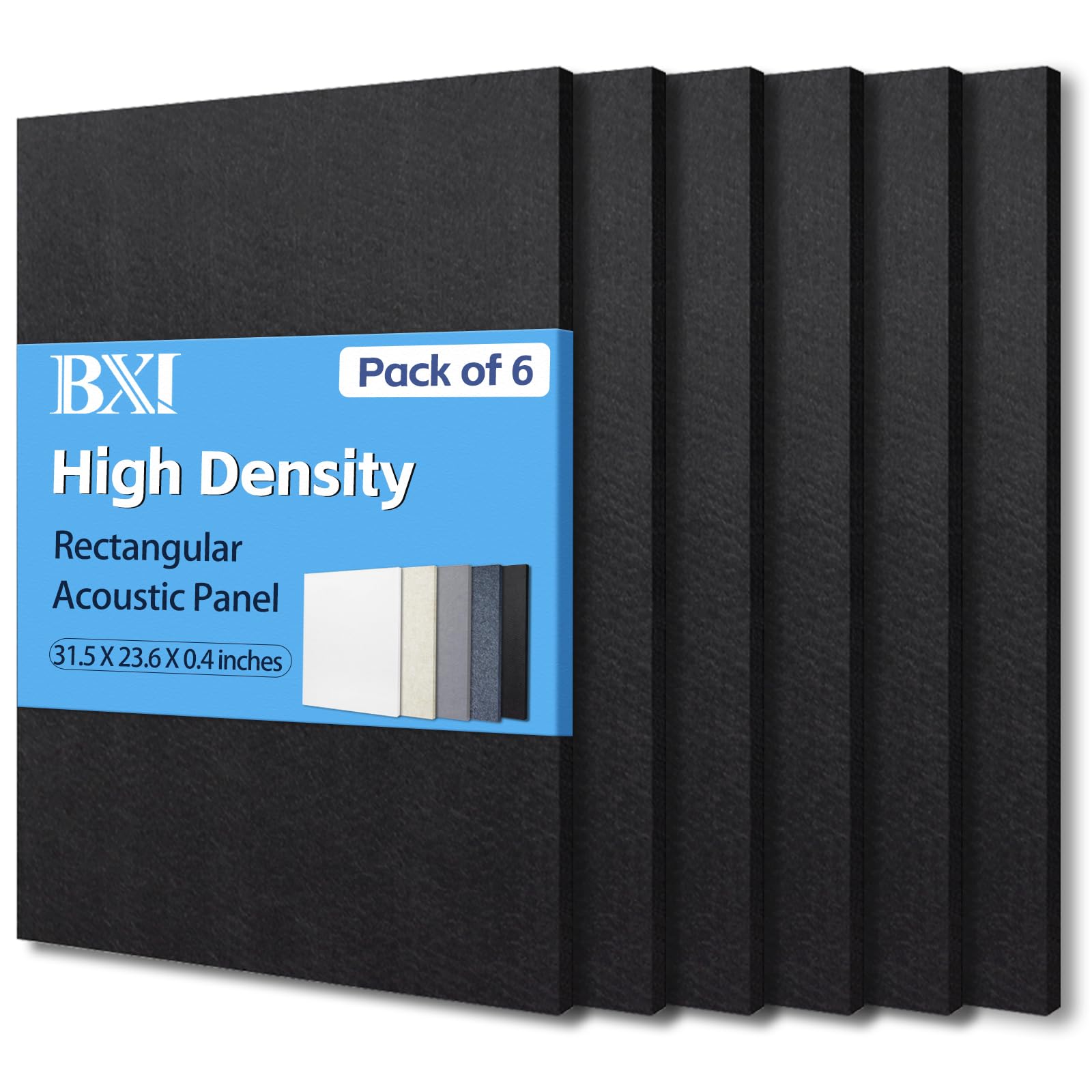 BXI Sound Absorber - 31.5 X 23.6 X 3/8 Inches 6 Pack High Density Acoustic Absorption Panel, Sound Absorbing Panels Reduce Echo Reverb, Tackable Acoustic Panels for Wall and Ceiling Acoustic Treatment