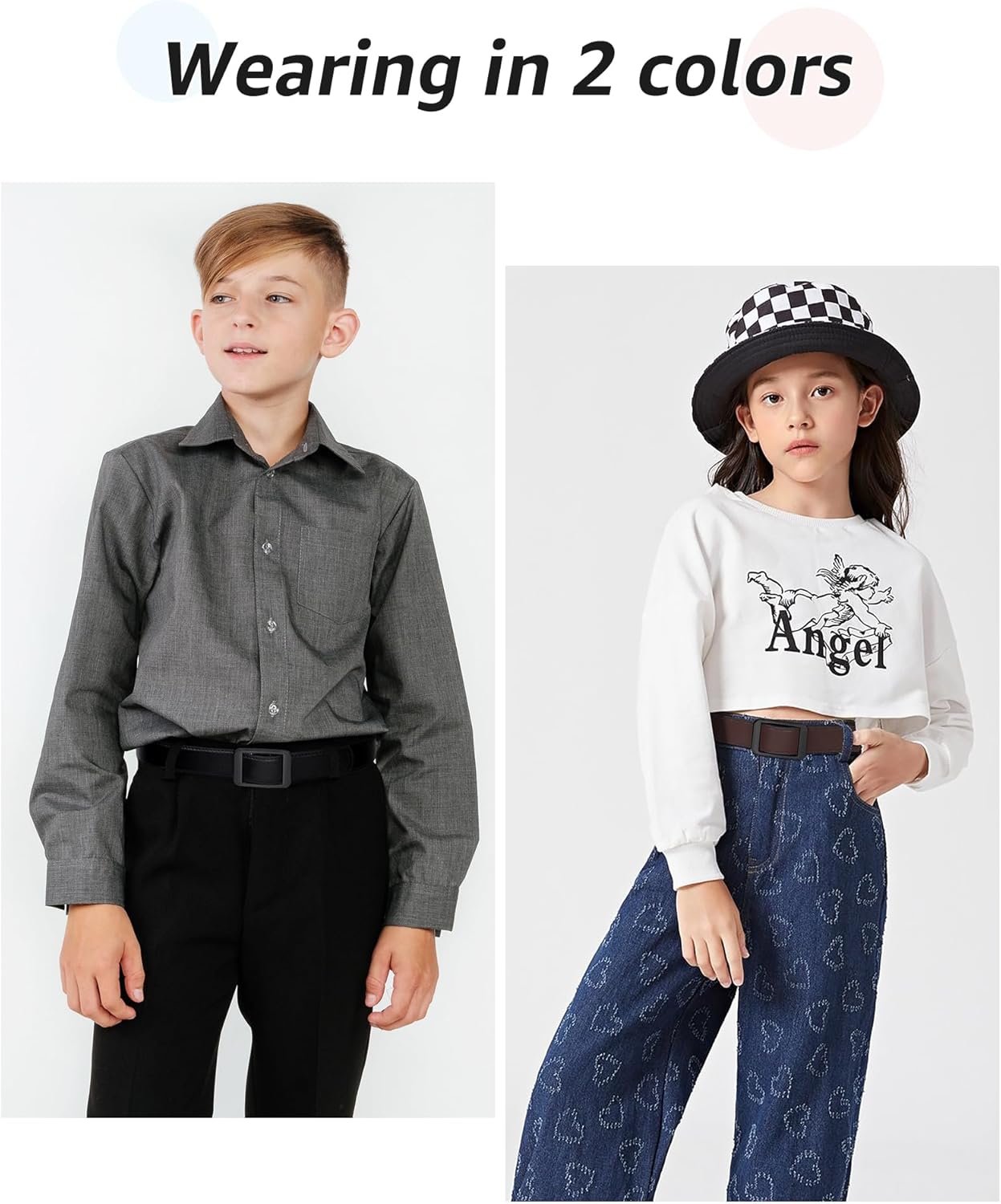 Boys Leather Reversible Belt - Brown and Black Belt for Kids Youth No Hole Uniform Casual Dress Belt - Image 6