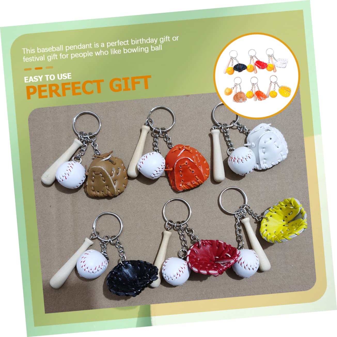 minkissy Decorazione Sospesa Da Baseball Portachiavi Da Baseball Portachiavi in ​​stile Sportivo Etichetta Della Borsa Da Baseball Sports Heyring Di Legno
