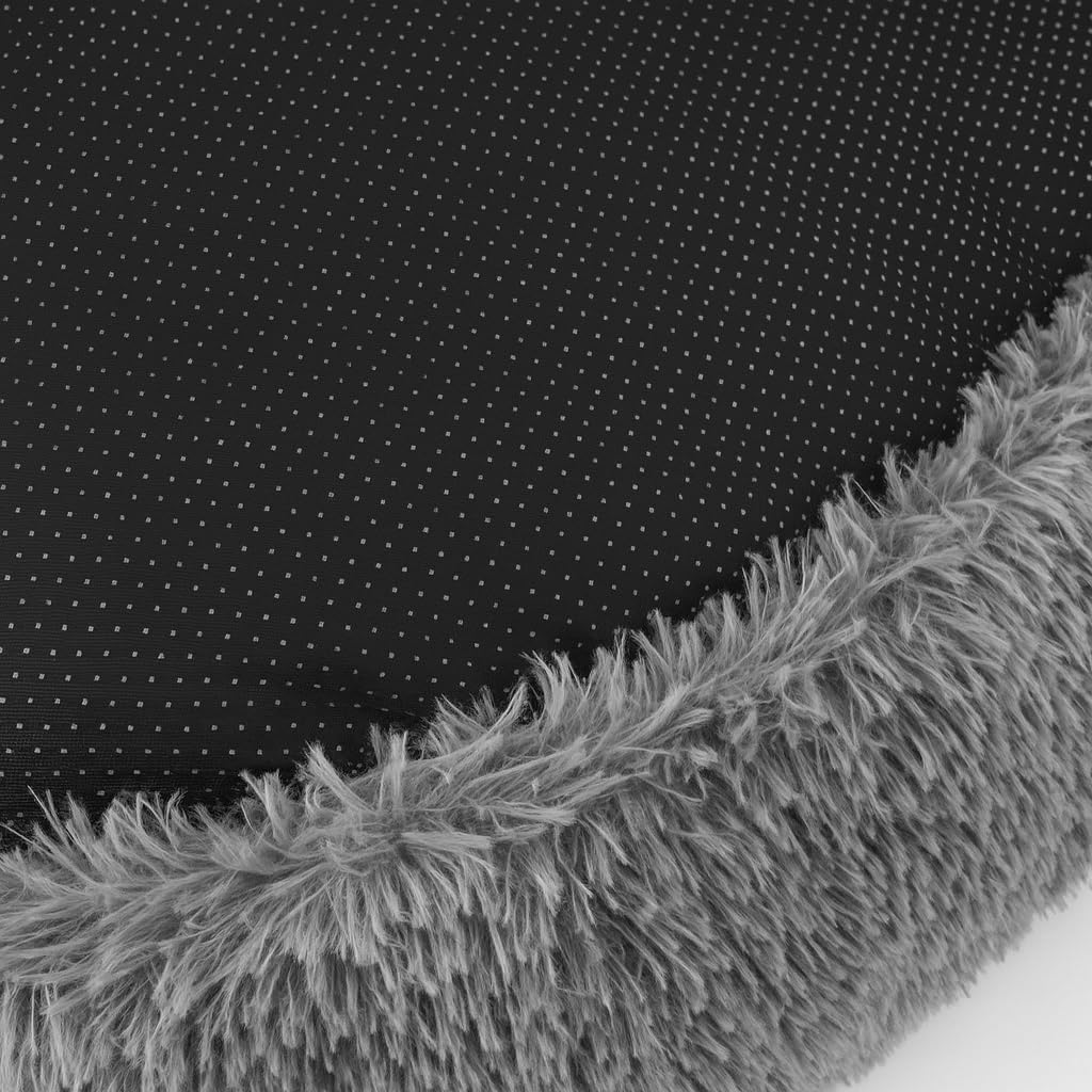 Odolplusz Rundes Kuschel-Hundebett und Katzenbett, Grau, Shaggy Bouclé, Schlafsack-Design, Warmes Höhlenbett, Rutschfester Boden, Maschinenwaschbar, für Mittelgroße Hunde und Große Katzen (100 cm)