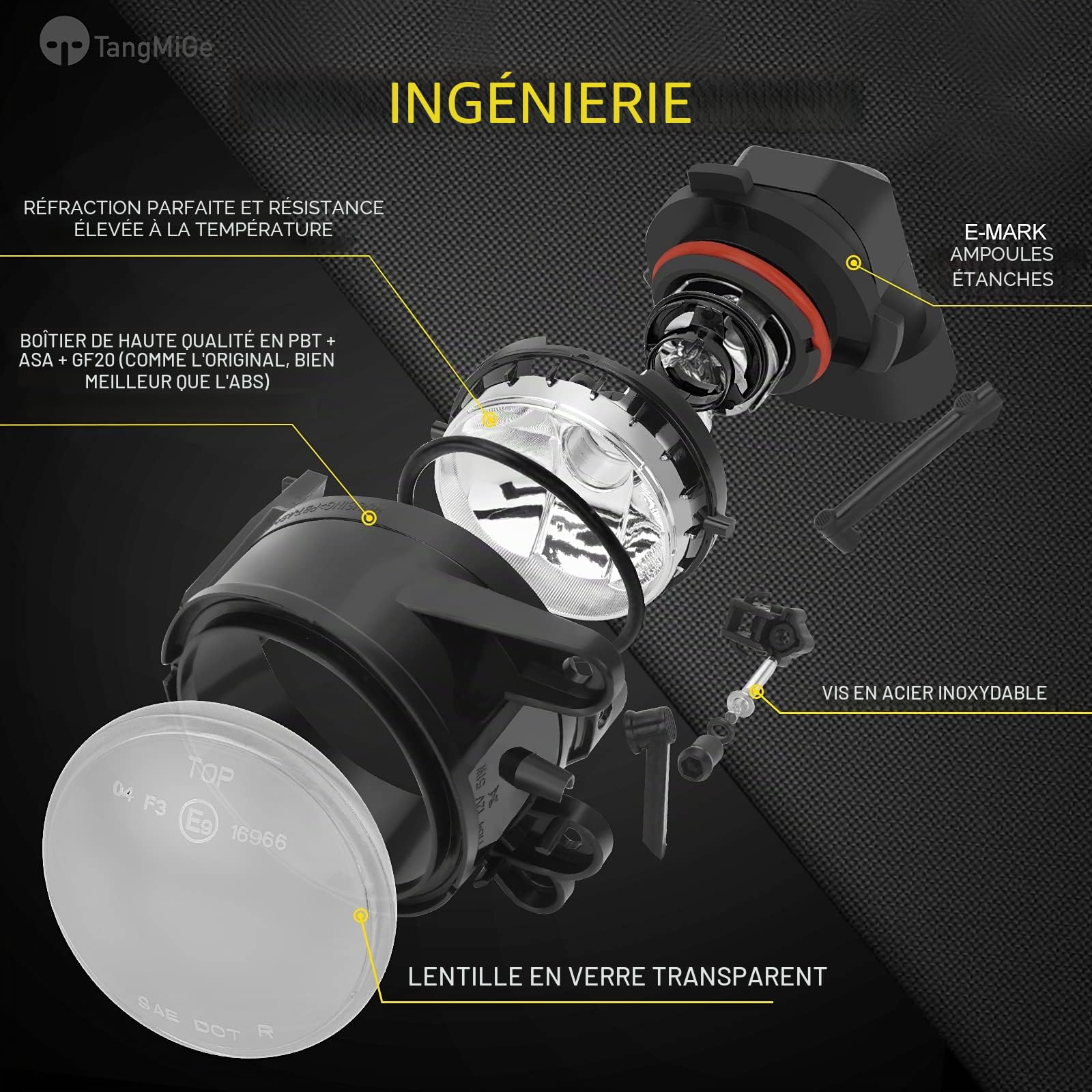 TangMiGe - Feux anti-brouillard compatibles avec Volkswagen VW Golf V 5 (1K1/1K5) 11/2004-06/2009, 1K0941699C 1K0941700C, 1 Paire Phares antibrouillard (Claire)