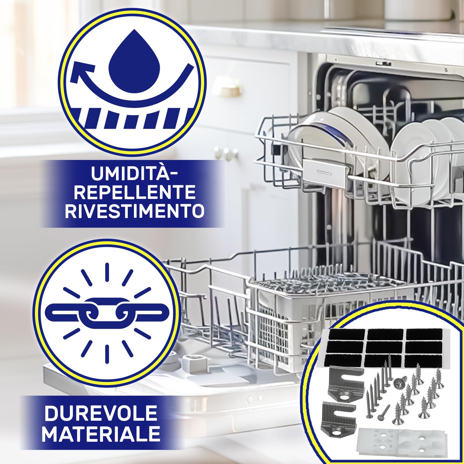 Kit di Montaggio per Fissare Porta di Lavastoviglie da Incasso con Codice Originale 10009603 00626592 626592 per Bosch per Siemens - MADE IN GERMANY - MONTERAL