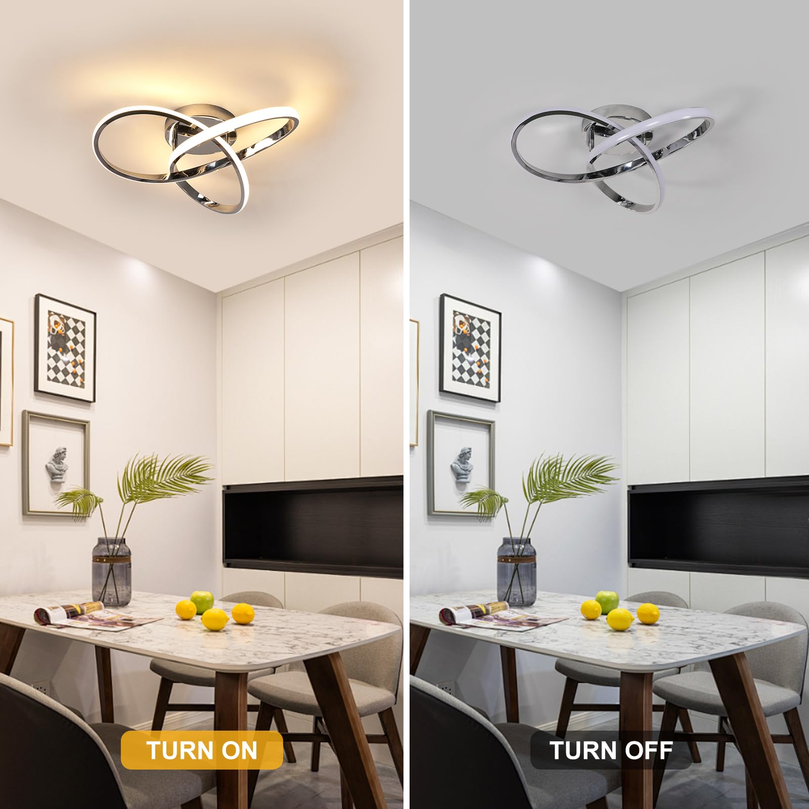 Comely 36W LED Deckenleuchte Dimmbar Mit Fernbedienung, Moderne Chrom Φ40cm | 3000K-6500K, Speicherfunktion, 40CM LED Deckenbeleuchtung für Wohnzimmer Esszimmer Kinderzimmer
