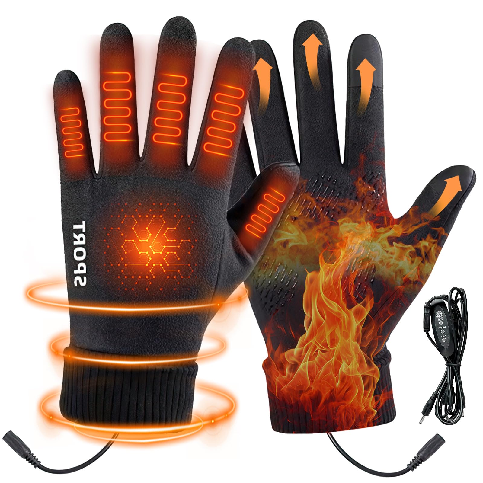 Guantes calefactables eléctricos 3 niveles de calor táctil para hombre y mujer