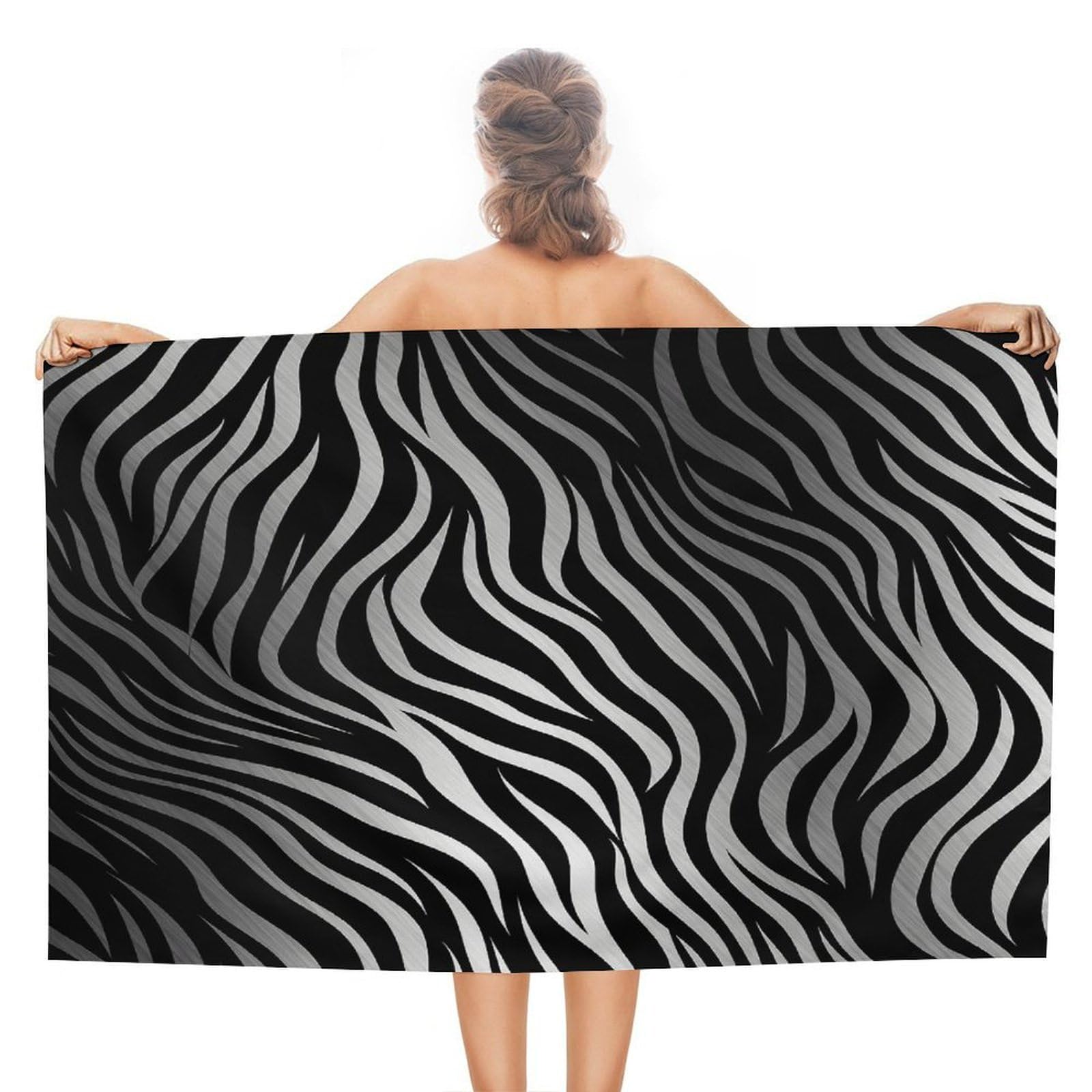 VstaDank Zebra Print Bath Towel Stylish Double-Faced Pile Travel Towel Soft Absorbent Beach Towel for Pool Swim Sports Camping Adults Gift 51X31 Inch
