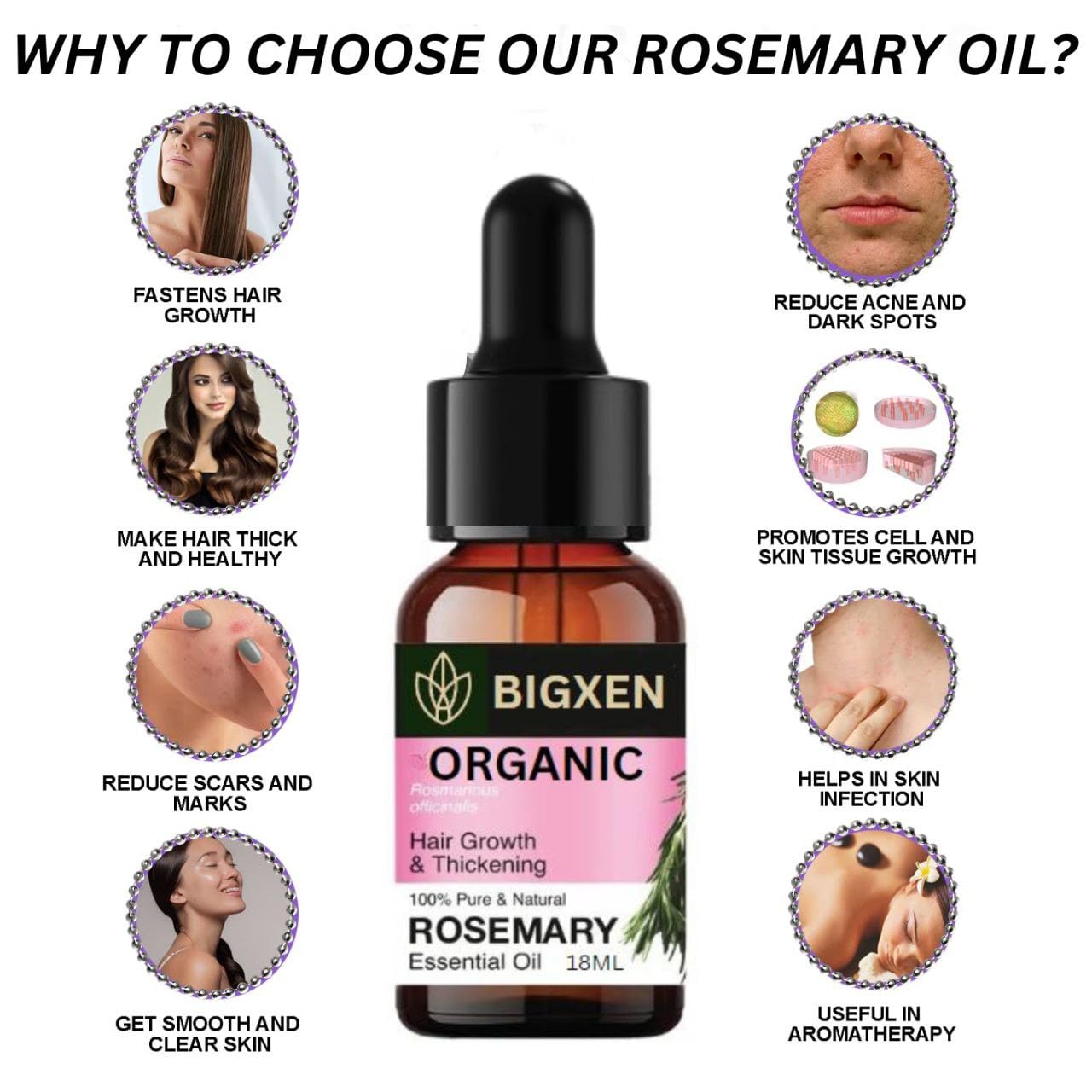 Rosemary Essential Oil | Rosemary Oil for Hair Growth | Good For Skin, Body and Shiny Soft Hair | Pure & Non Greasy | Hair Fall Control & Hair Growth Oil For Women & Men - 18ml Rosemary Essential Oil | Rosemary Oil for Hair Growth | Good For Skin, Body and Shiny Soft Hair | Pure & Non Greasy | Hair Fall Control & Hair Growth Oil For Women & Men - 18ml