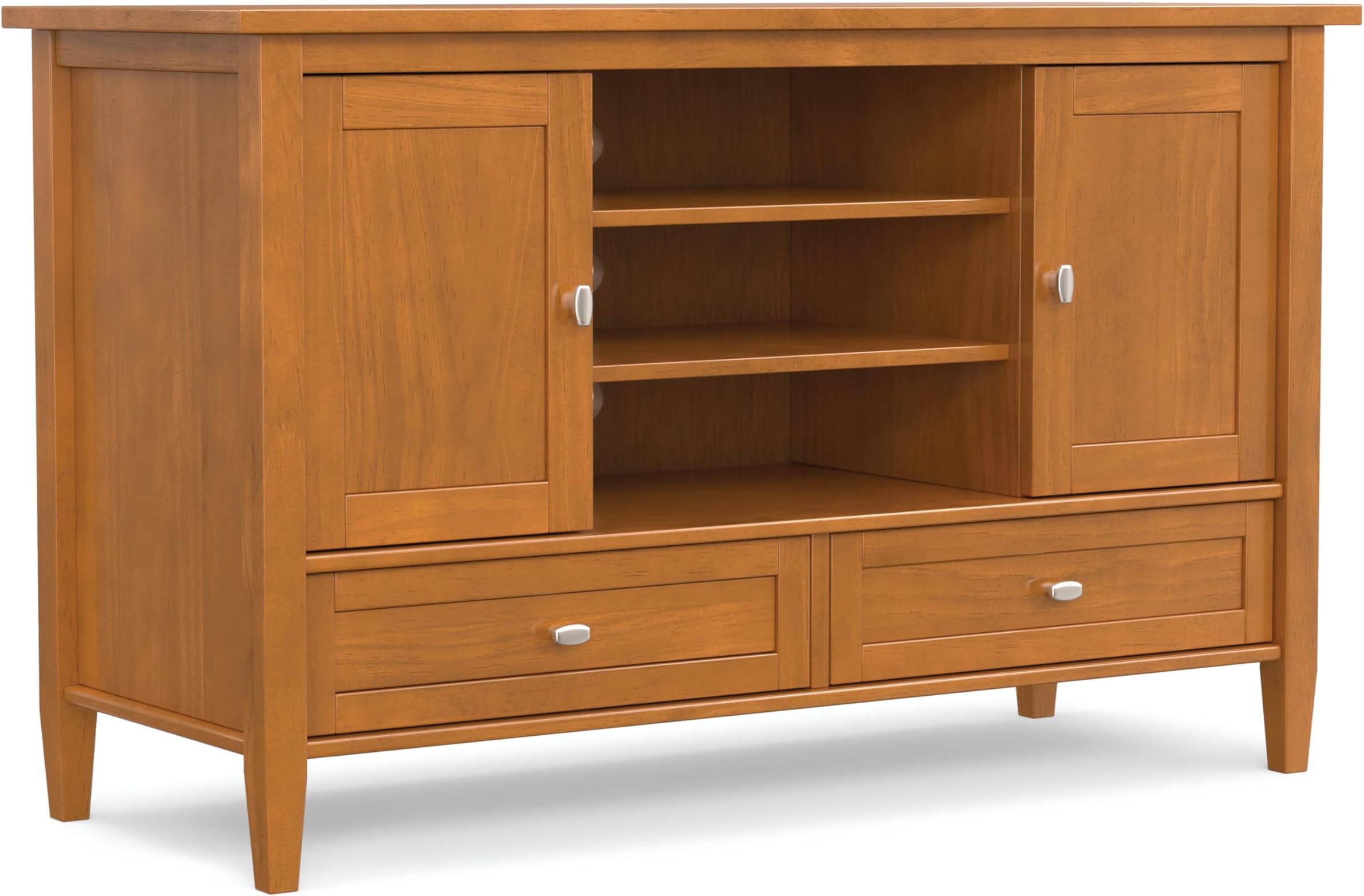 Warm Shaker 47" Wide Solid Wood TV Stand in Light Golden Brown