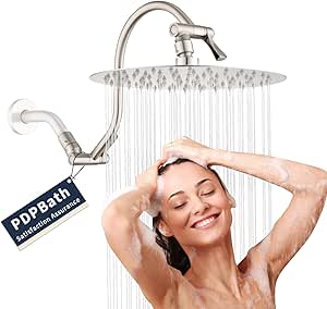 PDPBath All Metal Rain Shower Head With Handheld Spray Combo, 10'' Rainfall Shower Head With 16 - View #3