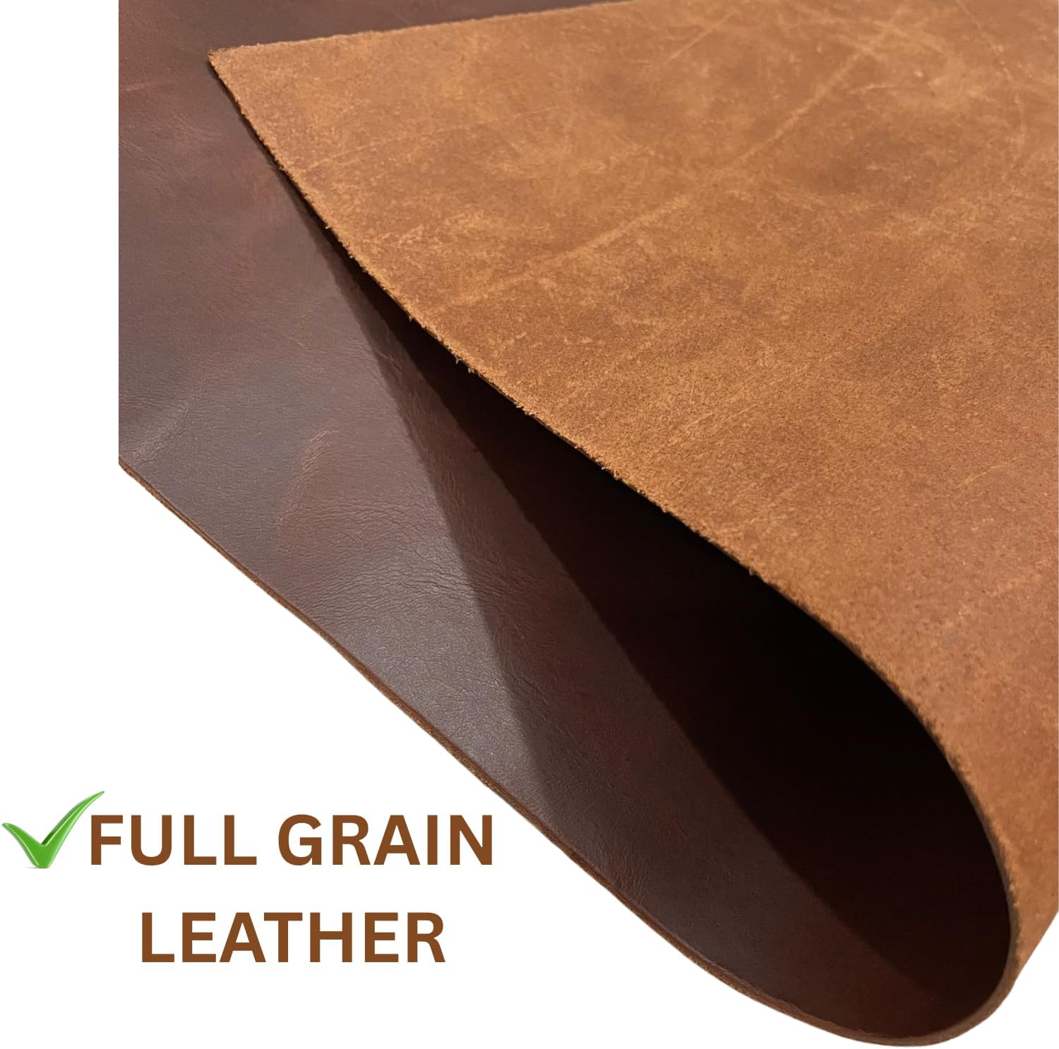 Apurbo Premium 12"X06" 2.0mm Oil-Tanned Cowhide Leather Sheet – Full Grain Leather for Crafting, Wallet & Bag Making, Sewing & Laser Engraving (Dark Brown)