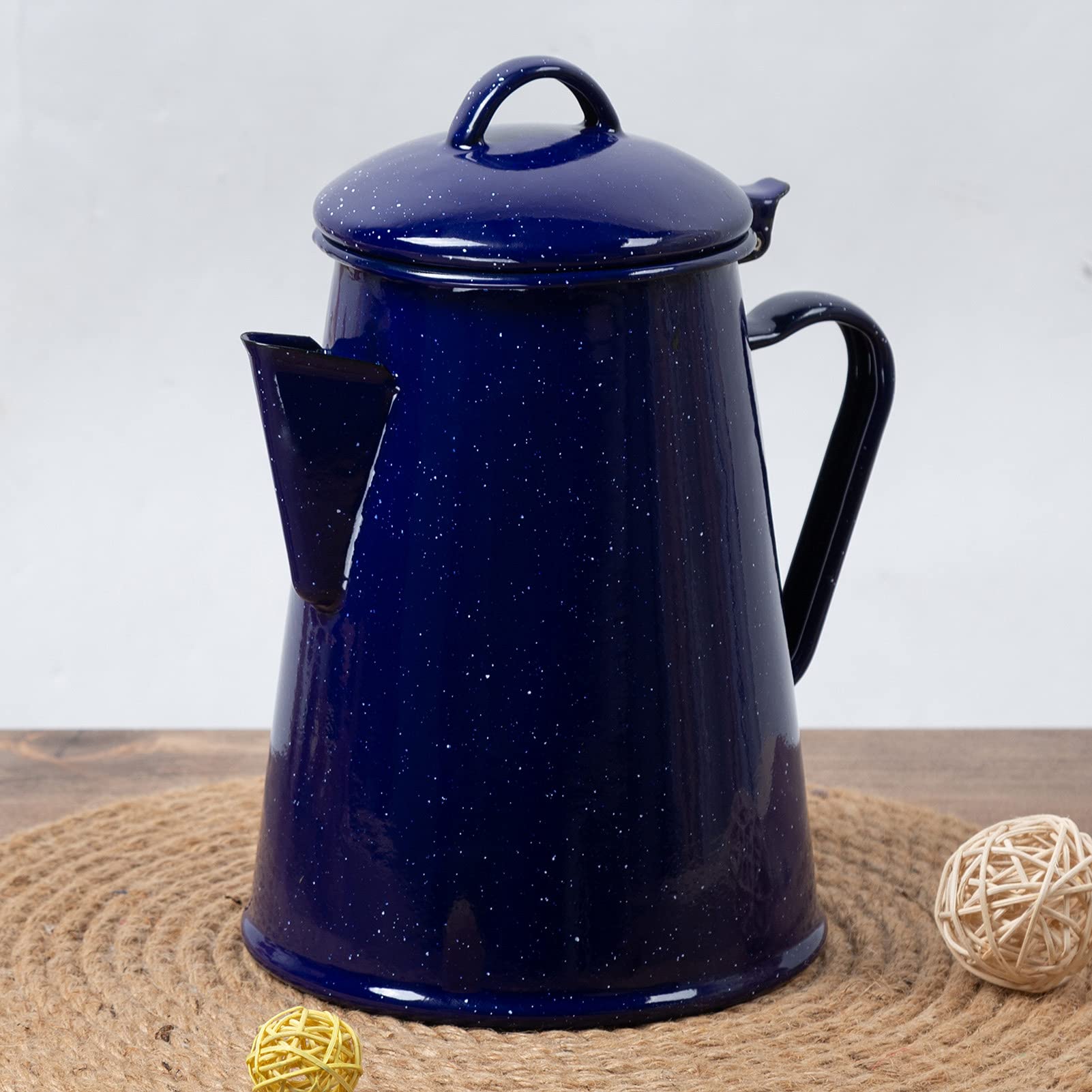 Caffettiera smaltata vintage per tè, acqua, cucina, campeggio e utilizzo, facile da usare, con grande capacità e design retrò