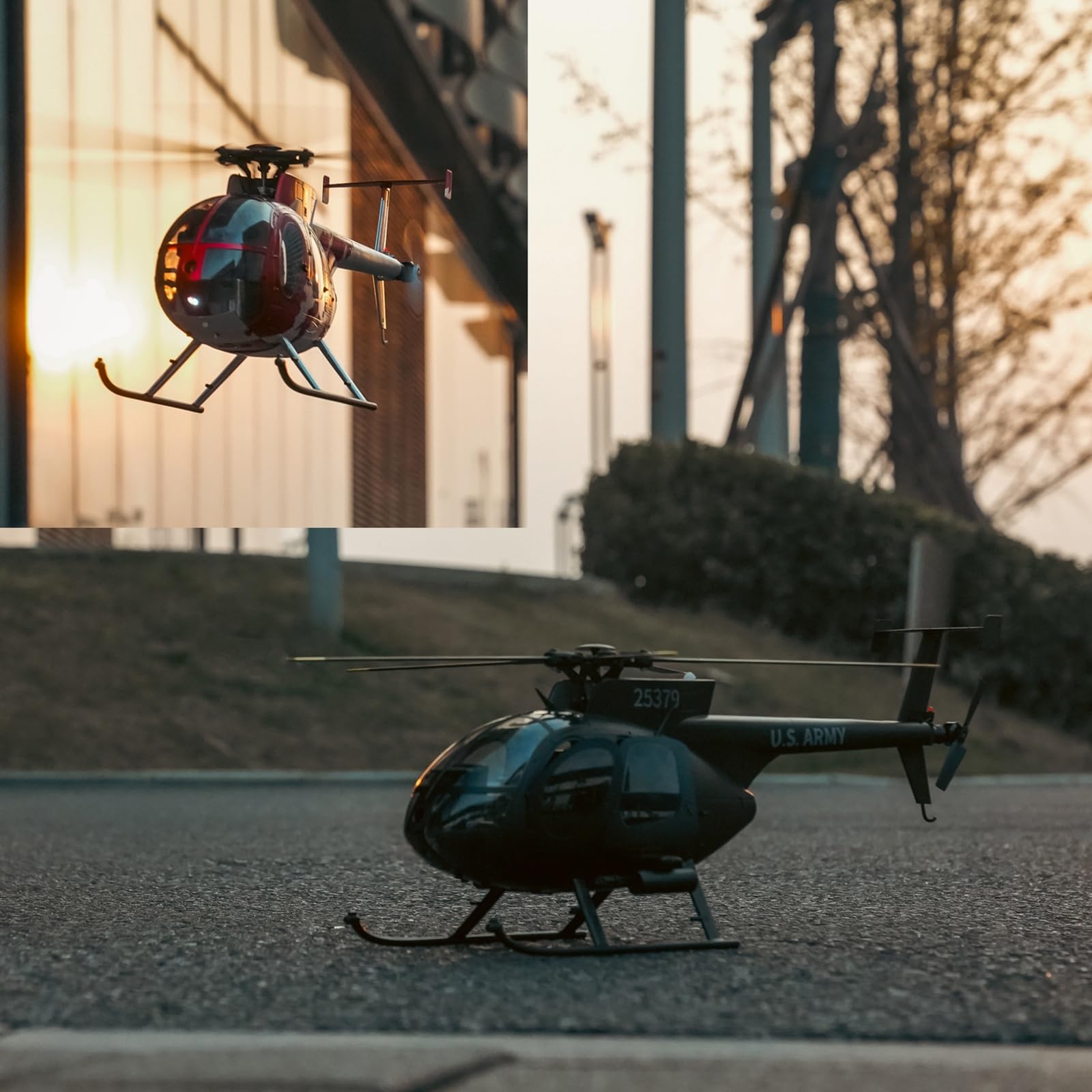 Helicóptero RC F119S MD500 con giroscopio de 6 Ejes, Modos conmutables 6G/3D y Cabina abatible - Helicóptero teledirigido RTF para Principiantes y Adultos(Red,No Camera)
