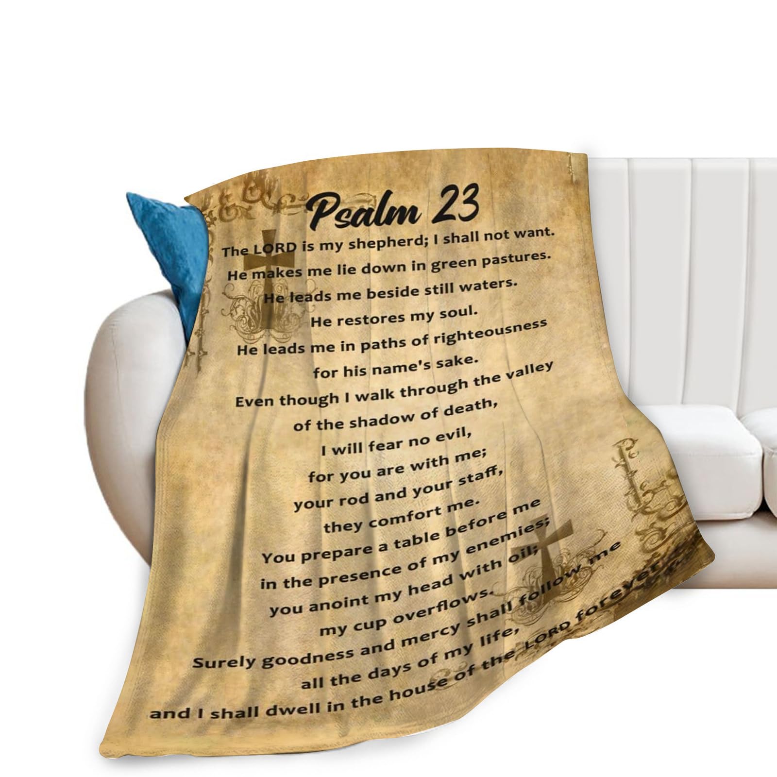 Taimeng Psalm 23 Blanket Christian Scripture Blanket Decor Christian Gifts Pictures For Prayer Scripture Bible Verses Throw Blanket For Couch Sofa Bed Soft Warm Flannel Fleece For Adults 40"X50"