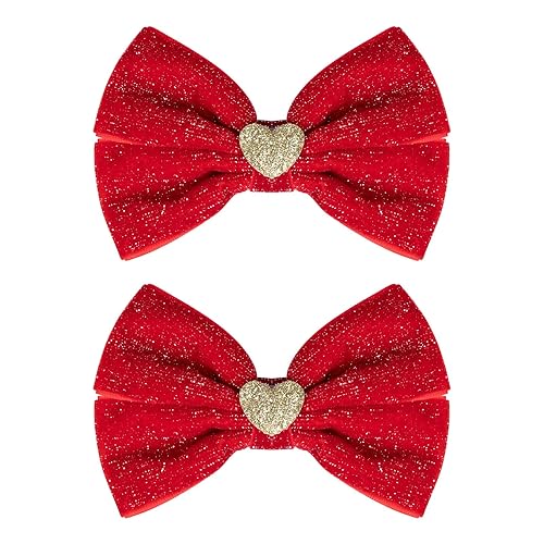 2 lazos para el cabello de terciopelo rojo para niña regalos para el día de San Valentín decoración para el cabello para ella pinzas pequeñas de 3