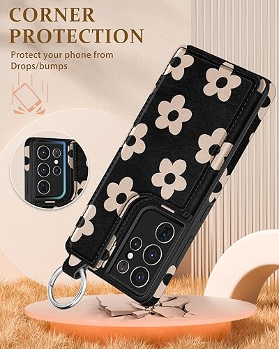 Miniatura 10 de Shorogyt Funda tipo cartera para Samsung Galaxy A14 5G con tarjetero, diseño de esqueleto con función atrás, cierre magnético, tapa trasera, funda