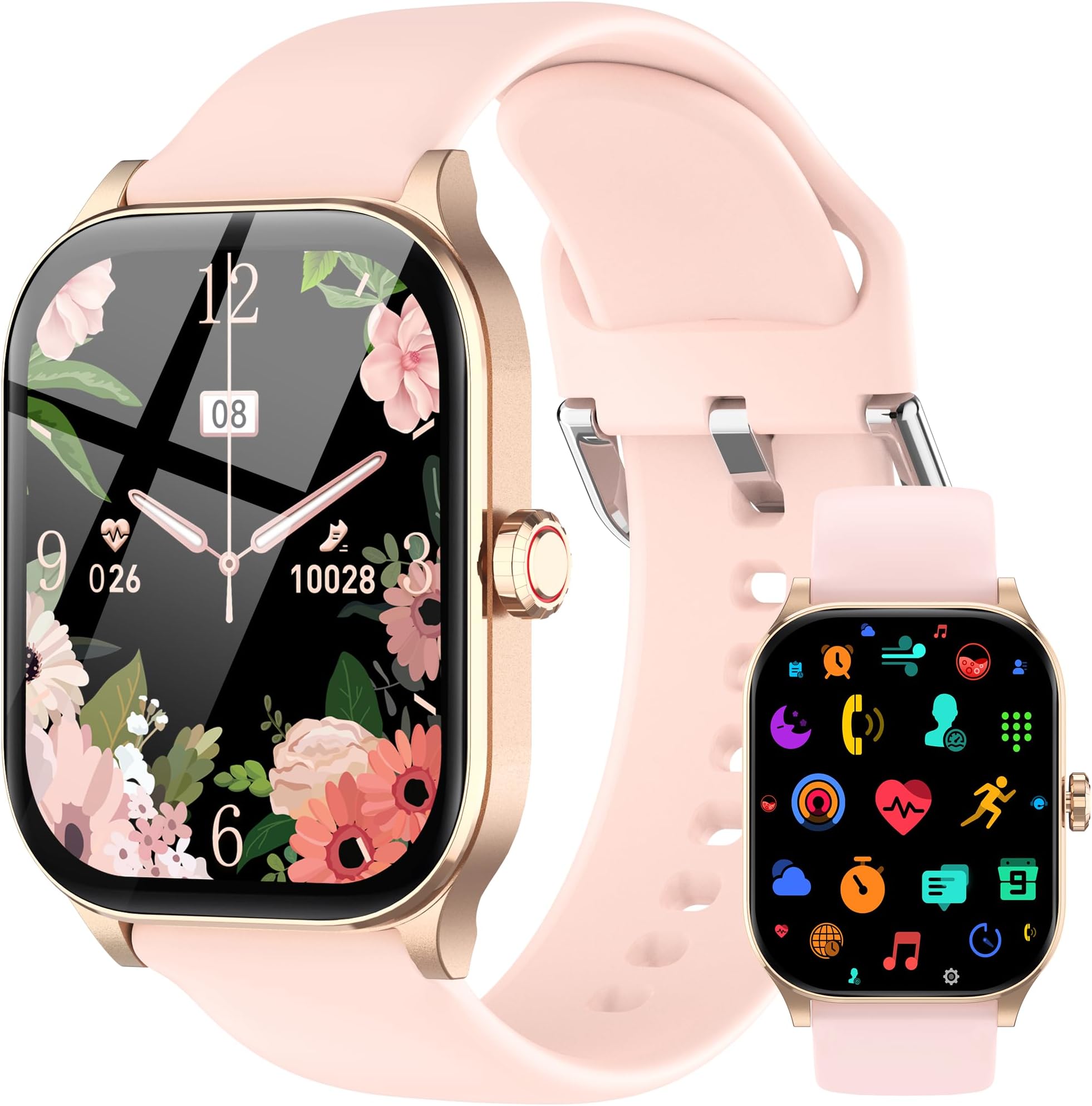 Smart Watch for Women(Answer/Make Call), 1.85" HD Smartwatch, Fitness Tracker with 100+ Sport Modes, IP68 Waterproof, Heart Rate/Sleep/Spo2 Monitor, Activity Tracker for Android and iPhone