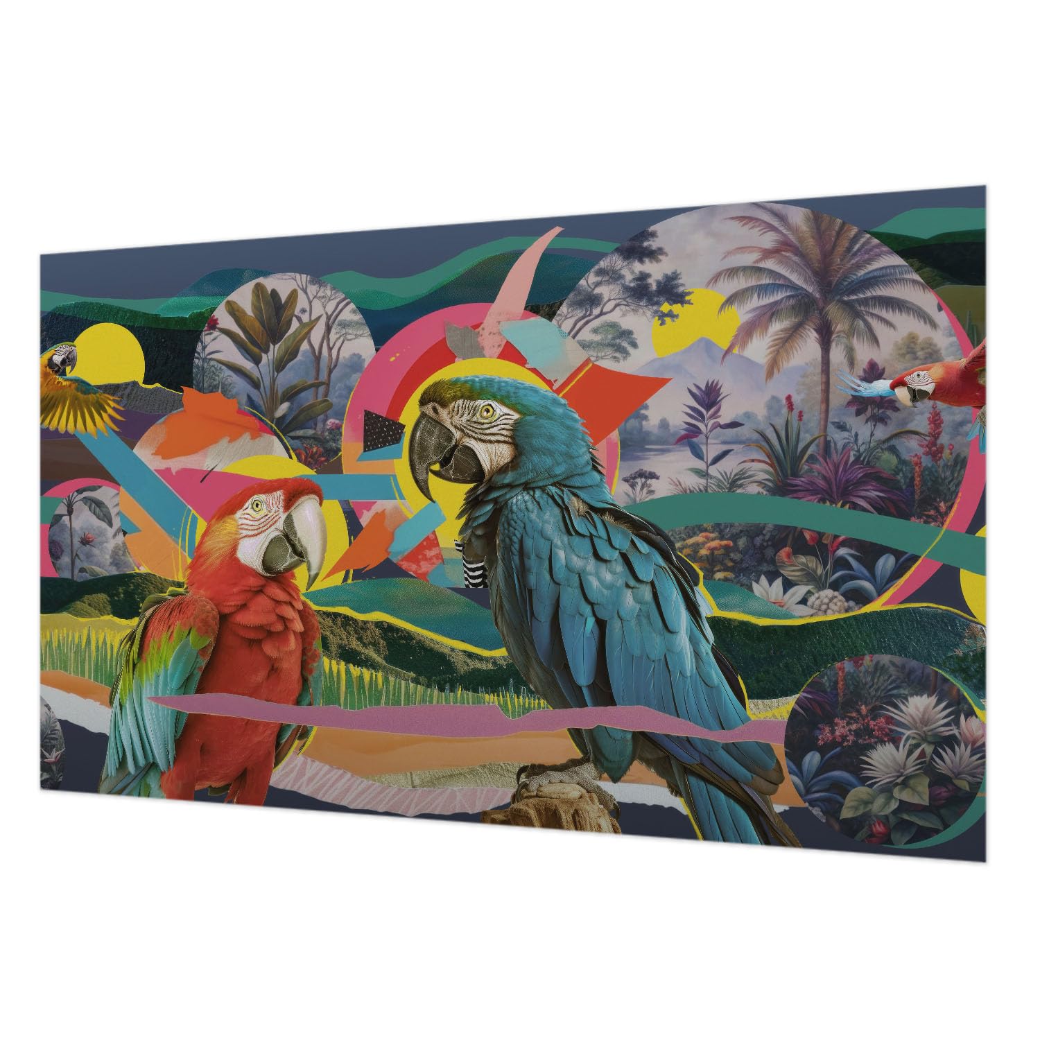 Tapisserie intissée oiseaux exotiques grand format 416x254 papier peint salon chambre