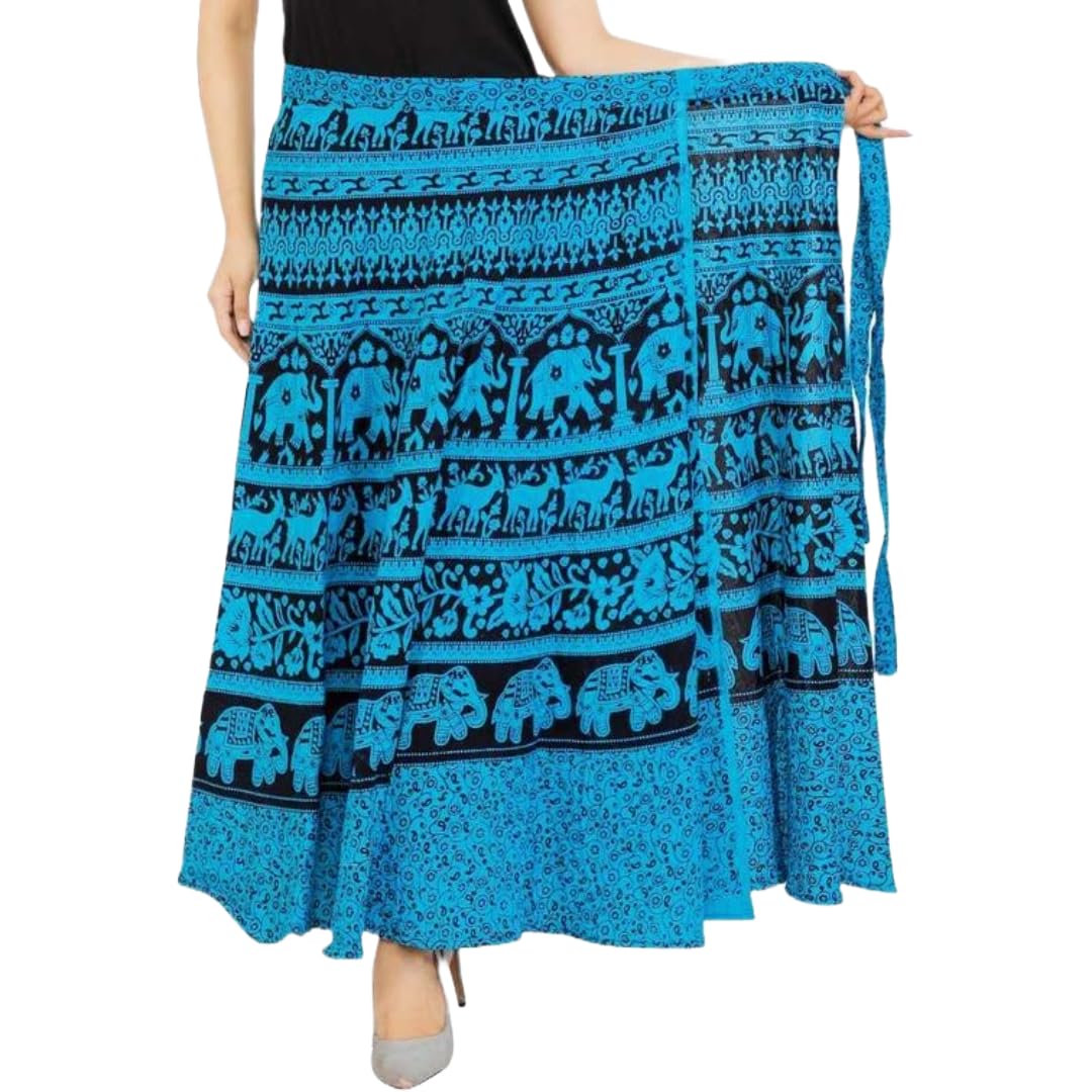 Women's Jaipuri Traditional Printed Long Wrap-Around Maxi Skirt-picture-48
