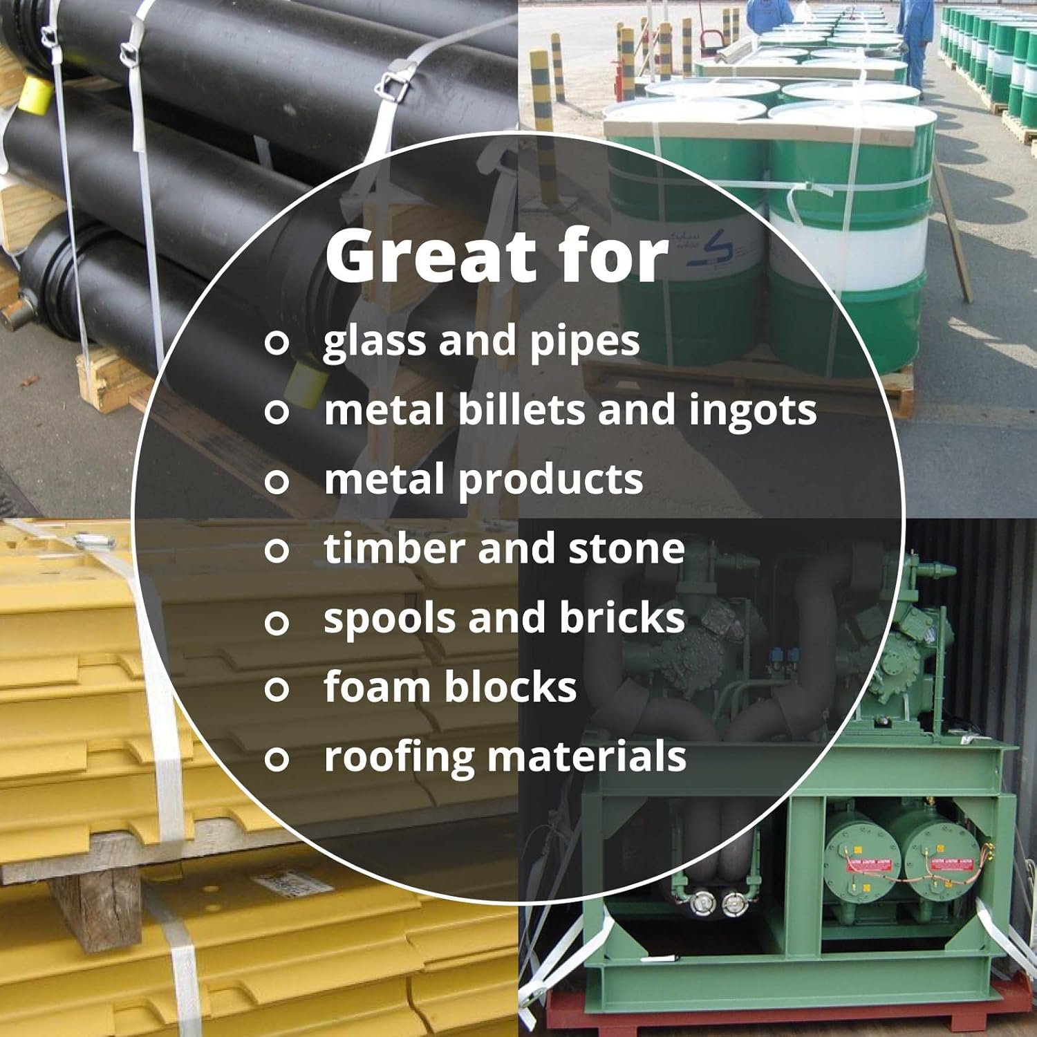 IDL Packaging 3/4" x 1640' Composite Cord Strapping Roll of 8" x 8" Core Size, 1375 lbs Break Strength, White - Rust-Free and Weatherproof Cord Strapping with Re-Tightening Option (Pack of 2)