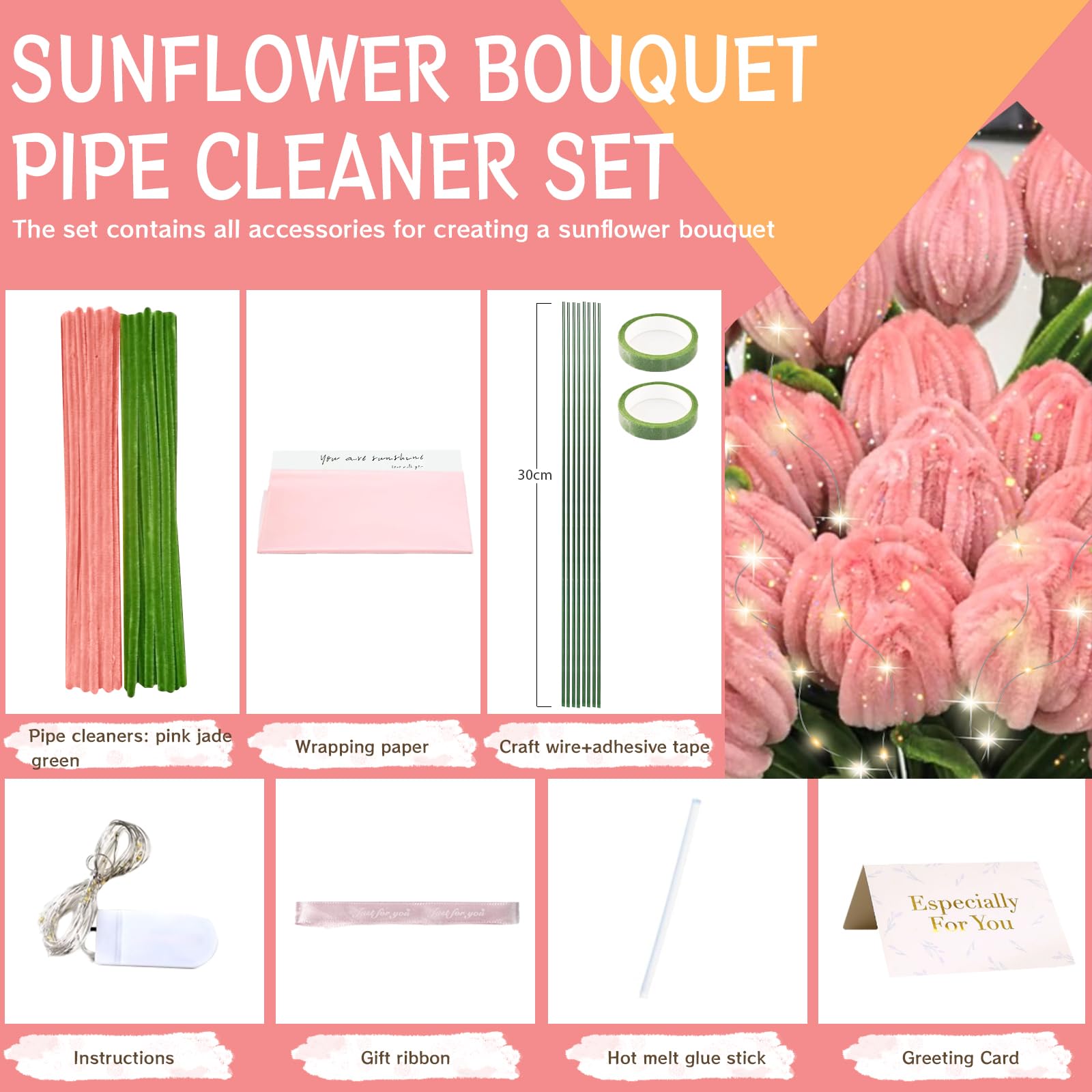 Pipe Cleaners For Crafts  200pcs In Pink , 12 Inch Long Pipe Cleaners Pink Pipe Cleaners U2026