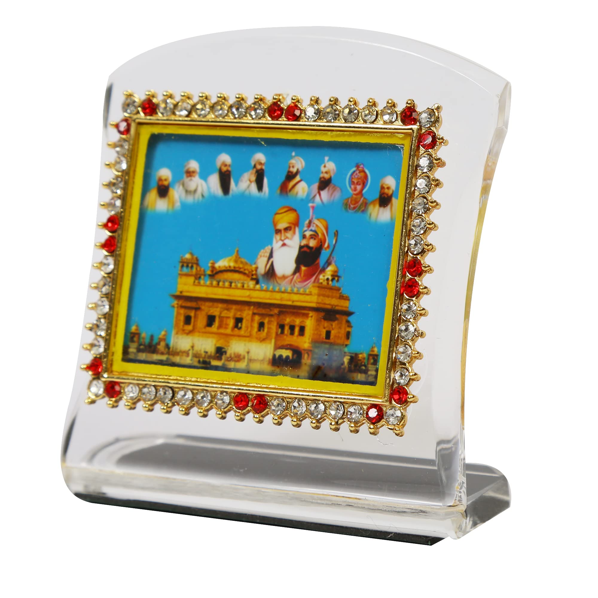 BISMAADH Acrylic Showpiece Figurine for Car Dashboard, Home & Office Décor Sikh Ten Guru