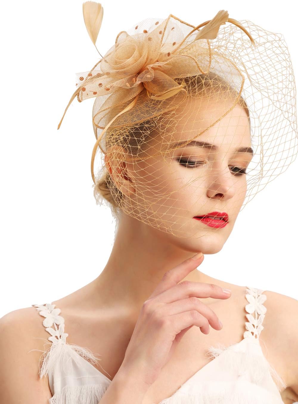 Fascinators Hats 20s 50s Hat Pillbox Hat Cocktail Tea Party Headwear with Veil for Girls and Women - Image 2