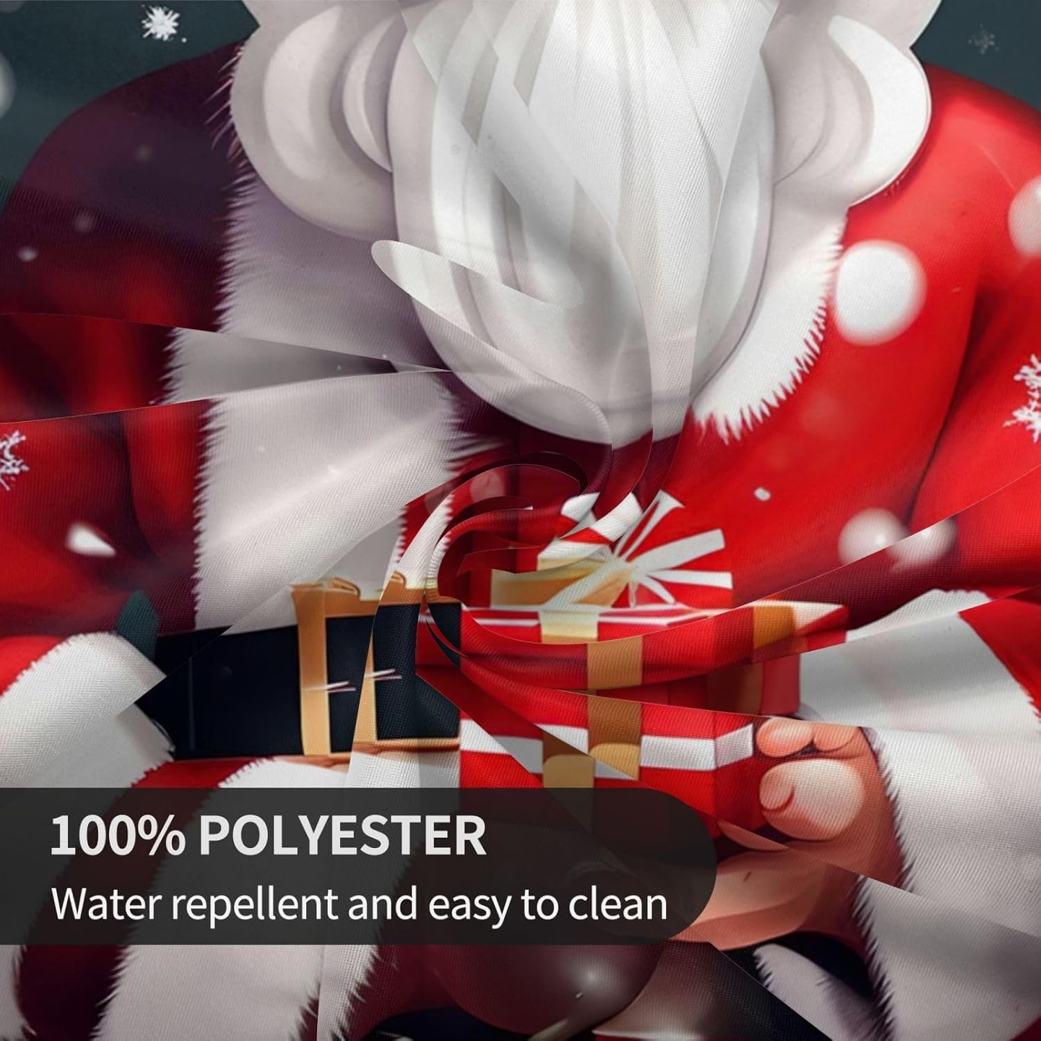 Christmas Santa Clauss Print Wrinkle Free Dining Table Cover for Birthday Party Farmhouse Tablecloths Up to 60 x 60 Inches