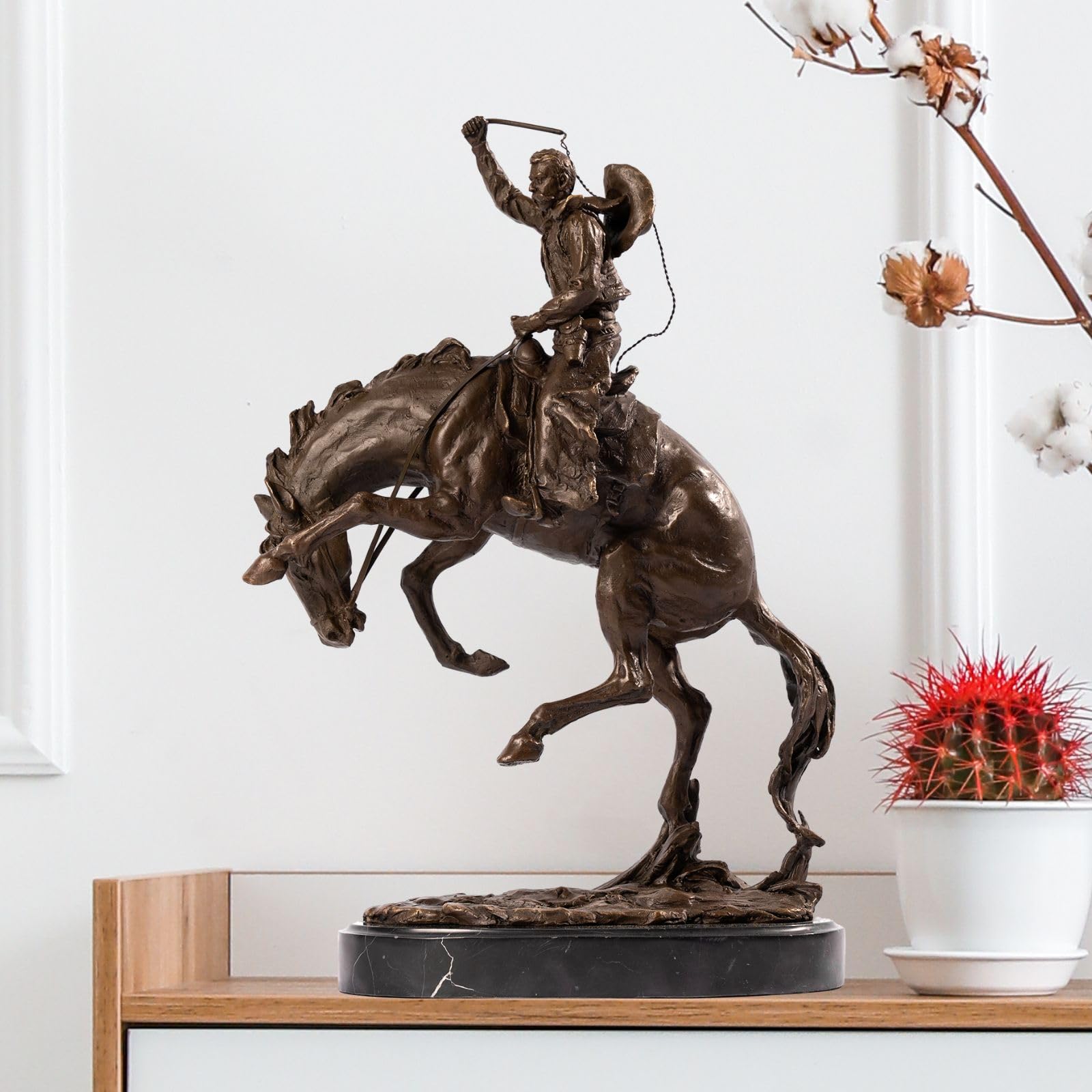ウエスタンオブジェ　アンティーク　アメリカ大西部   ロデオ　ブロンコバスター Amazon.com: Bronco Buster Statue – 15.7