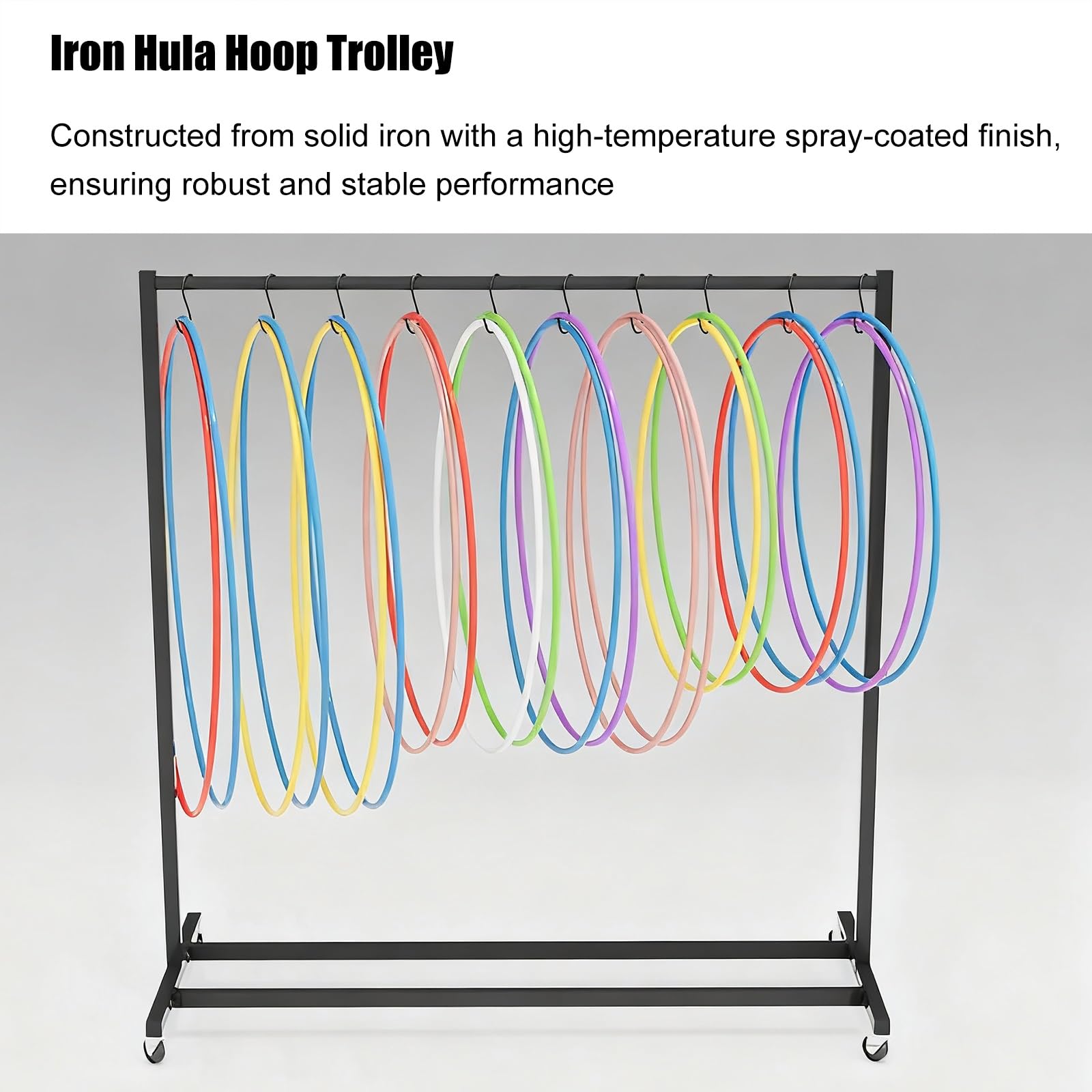 Hula Hoop Halterung Aufbewahrungswagen für Hula-Hoop-Reifen, Seilspring-Organizer mit Rädern, mobiler Ausstellungsständer für Sportgeräte für Schule, Geschäft