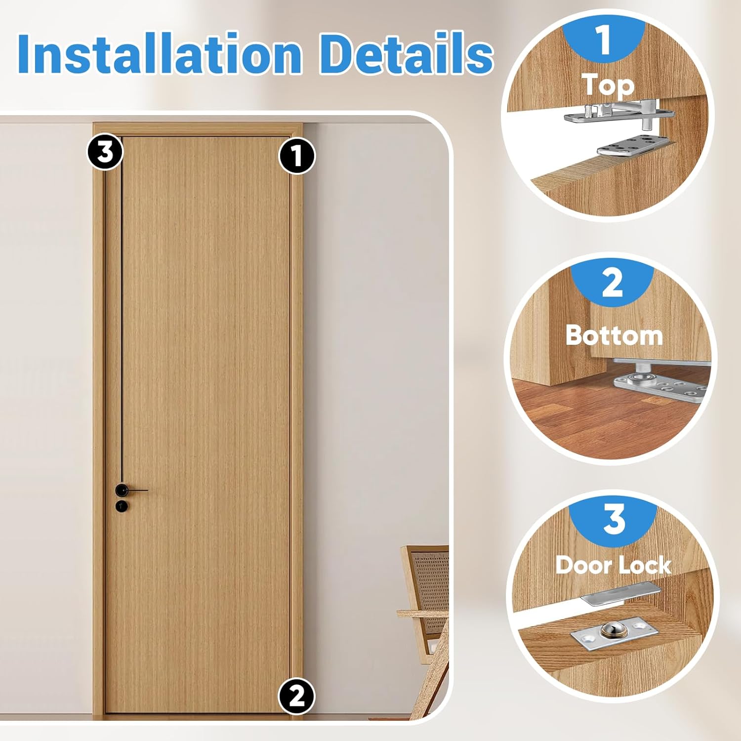 Hidden Door Hinge Pivot, 570lbs Heavy Duty Invisible Door Hardware for Secret Room & Concealed Bookcase, 360° Swing Door Hinge System (Silver)