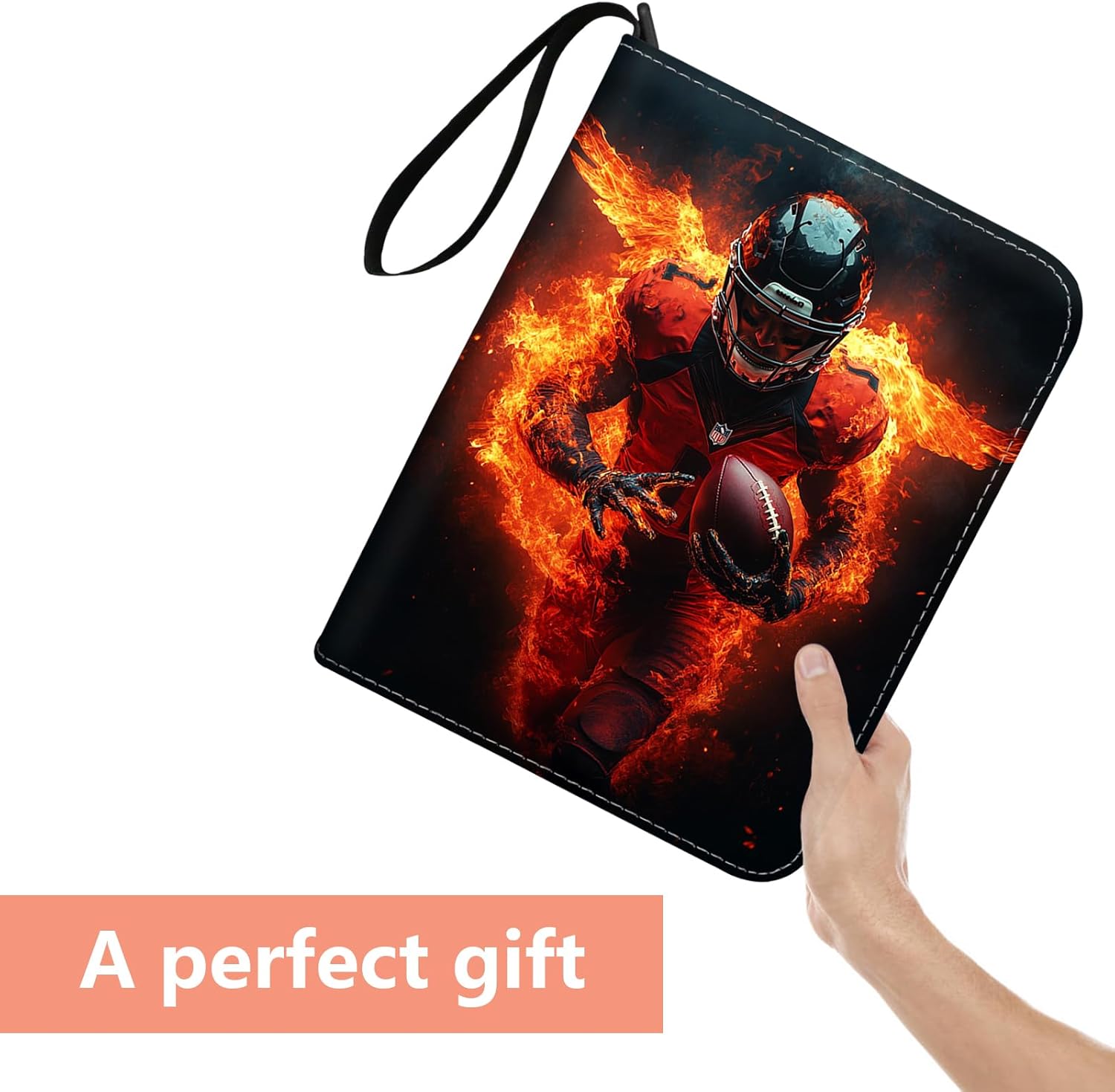 Football Card Binder 900 Pockets, 50 Sleeves Large Football Binder 3 Ring Zipper Trading Cards Holder 9 Pocket, Sport Collection Book Storage Box Organizer, Album Folder Case Photocard Protector Gift