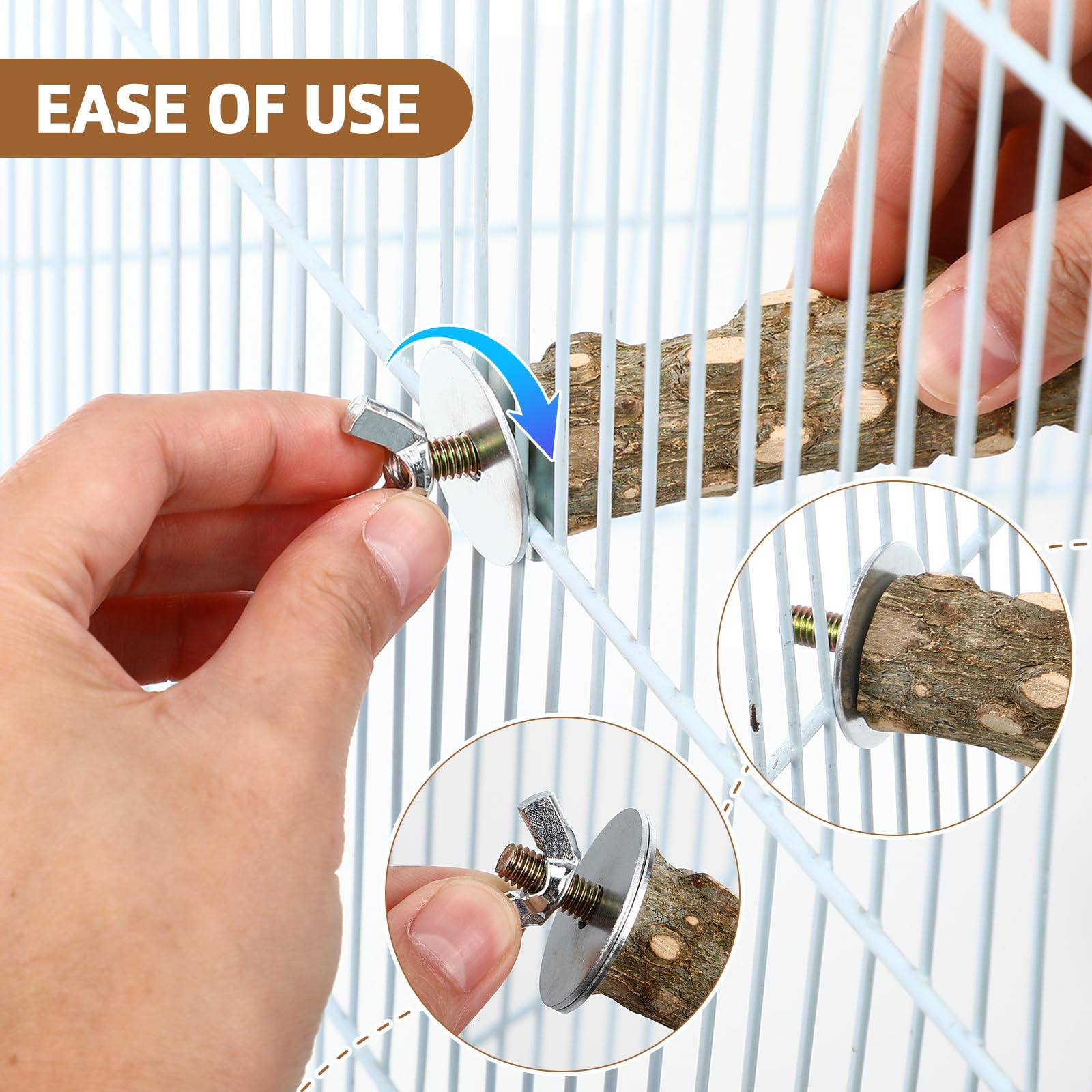 JOINPAYA Wood Bird Perches for Parakeets and Cockatiels, 4pcs Natural Spiced Wood Set with 6-8cm Platform, T-Shaped and Small 15-17cm Standing Branches, Bird Cage Accessories for Climbing - image 3