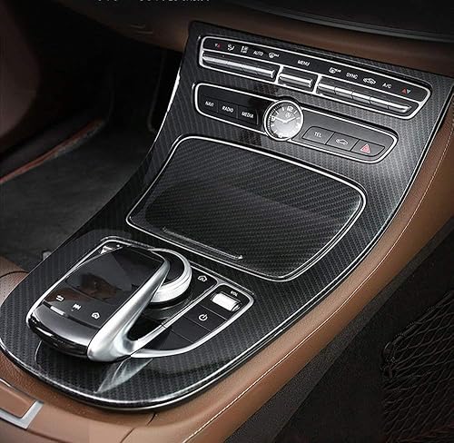 Miniatura 4 de YIWANG Cubierta del marco del panel de engranajes de la consola del ABS estilo de fibra de carbono para Mercedes Benz Clase E W213 2016 2017 2018