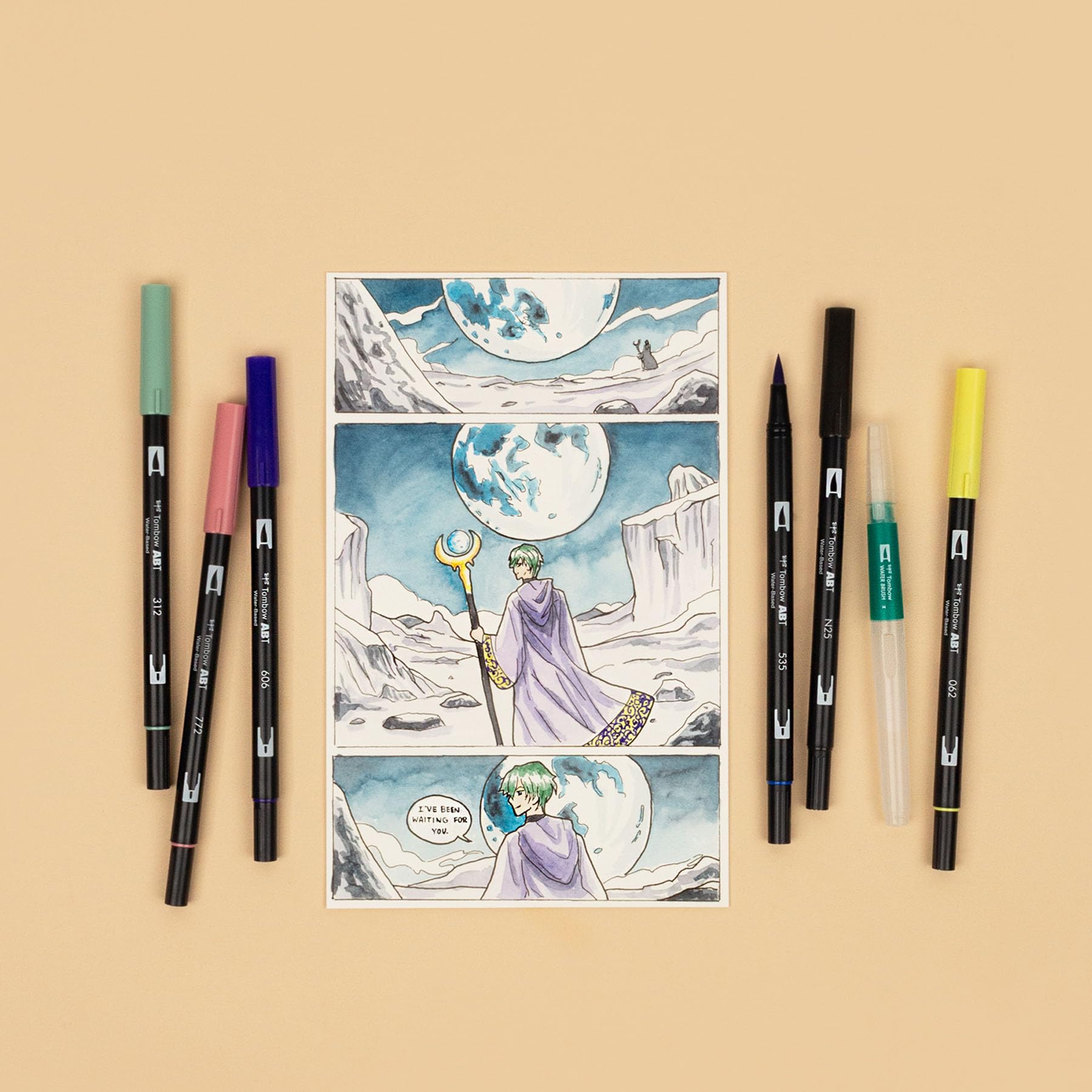 Tombow 72563 Dual Brush Pen Art Markers, Manga Illustration, Moon 6-Pack - Image 9