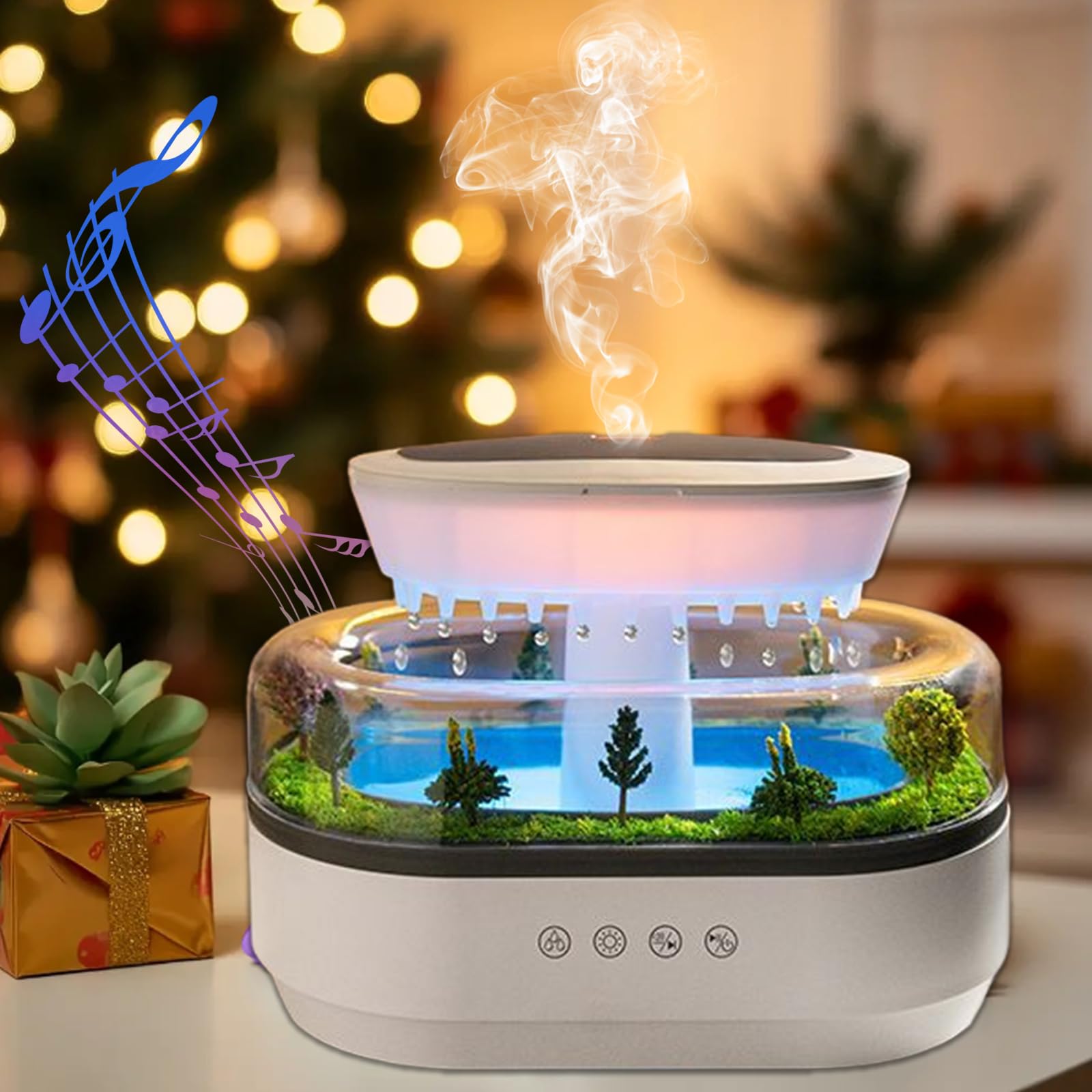 Luftbefeuchter Rain Humidifier Diffusor, 250mL Essential Oil Diffuser mit 7 Farben Led Nachtlicht, Duftöl Diffusor Luftbefeuchter mit Pilz Lampe Wassertropfen für Zuhause Büro Drogerie & Körperpflege