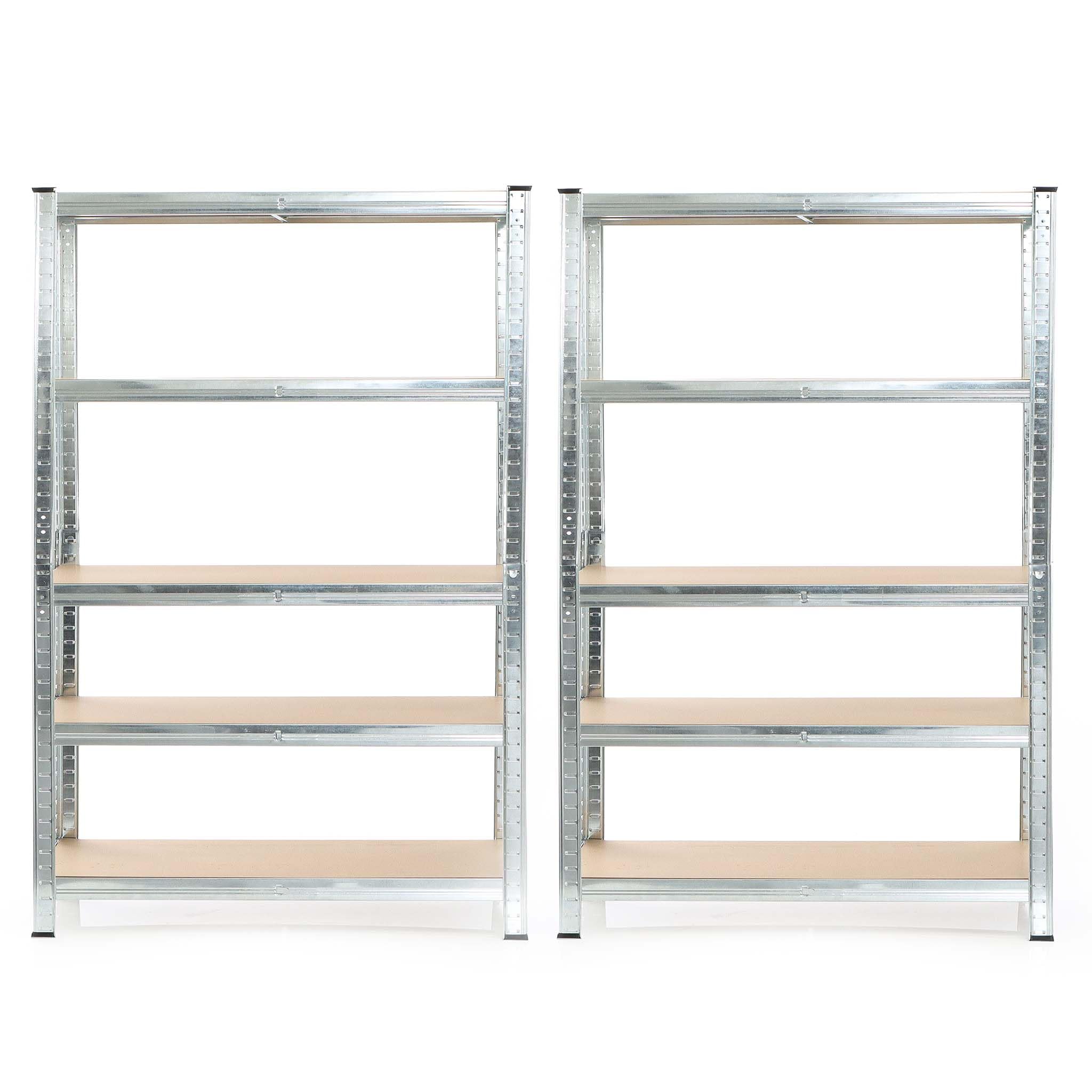 Wiltec 2x Regał magazynowy z ocynkowanej stali 120 x 40 x 180 cm, regał garażowy do 875 kg z montażem bez narzędzi, regał do piwnicy i magazynu