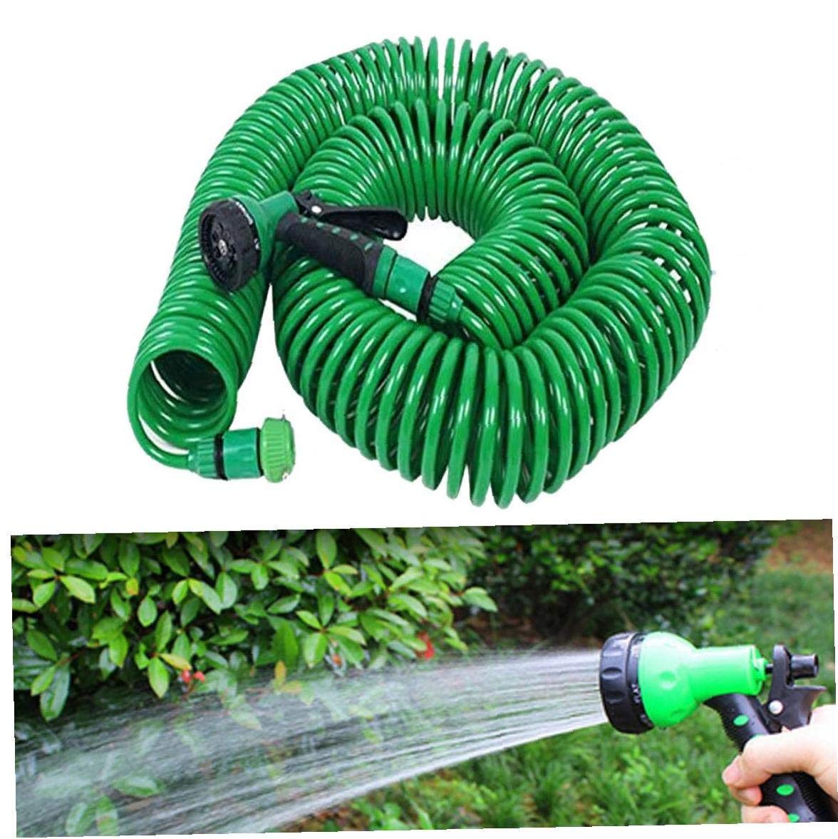 Manguera de jardín extensible telescópica en espiral EVA de 15 m para el hogar, jardín, patio, limpieza, riego de jardín